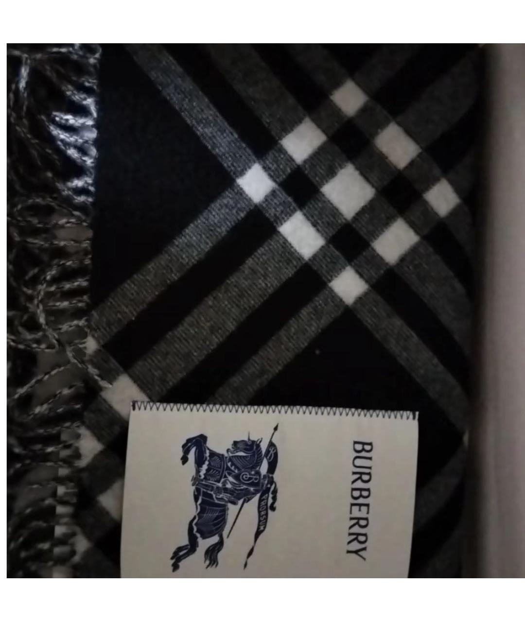 BURBERRY Черный хлопковый шарф, фото 4