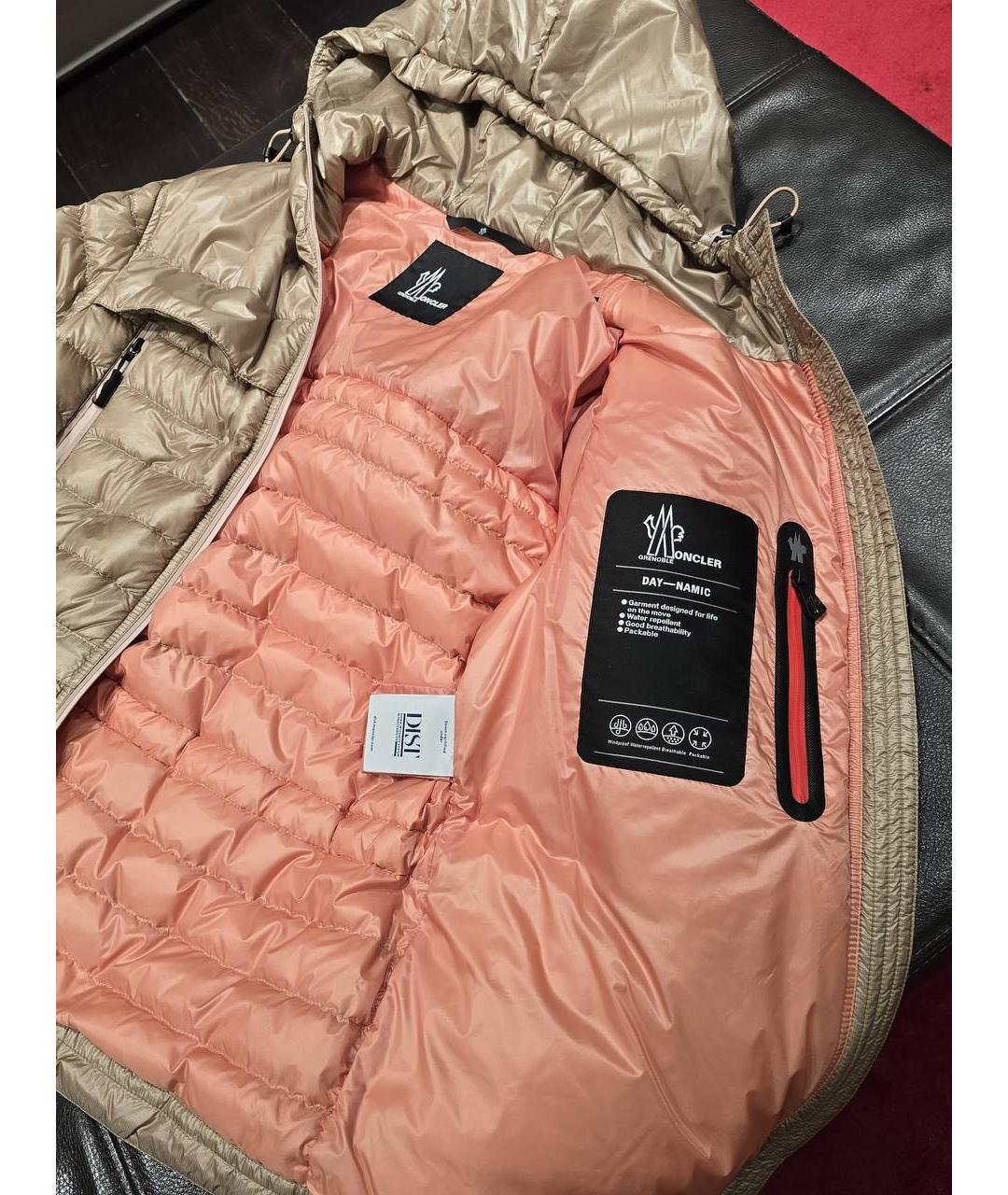 MONCLER GRENOBLE Бежевая полиэстеровая куртка, фото 3