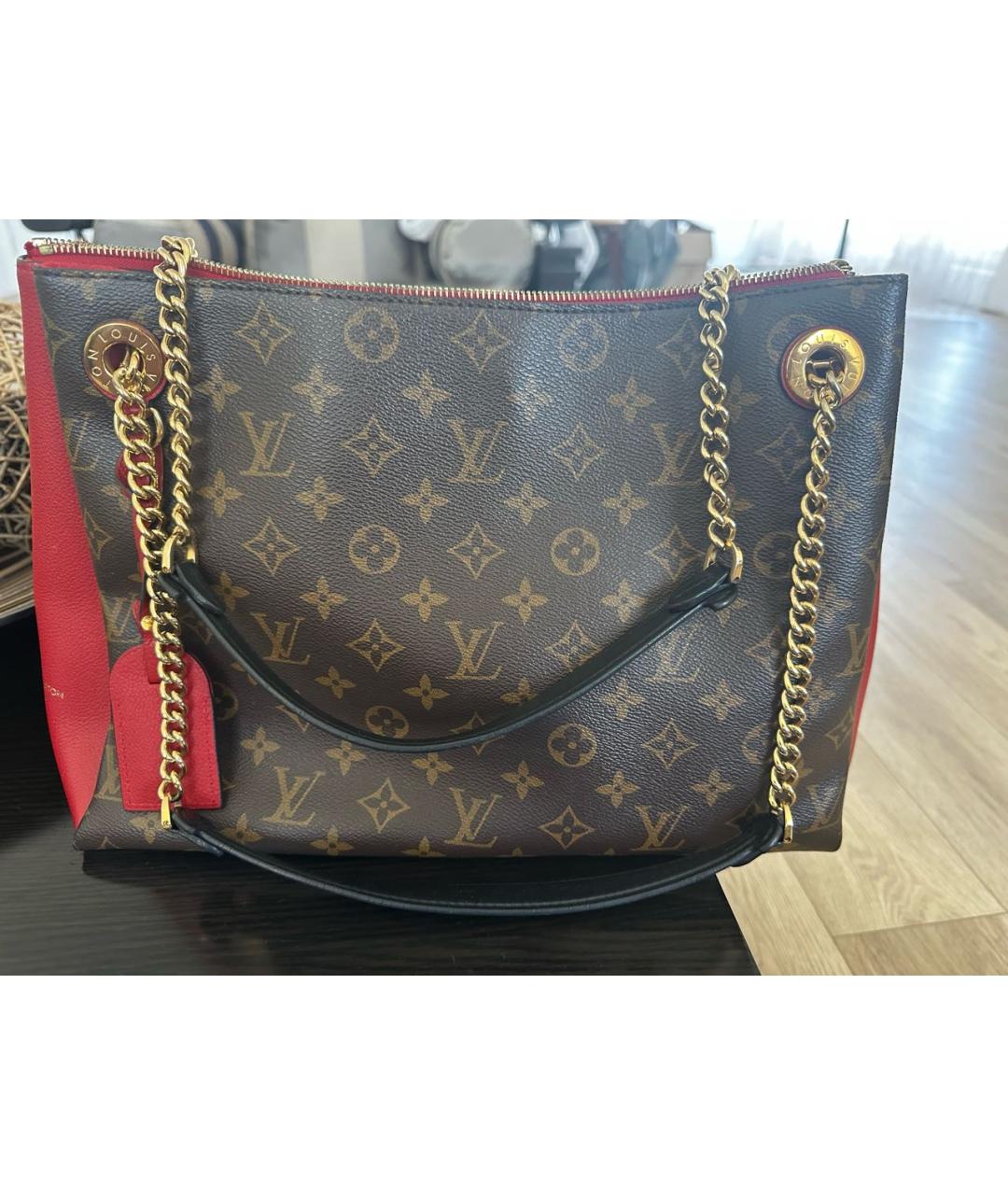 LOUIS VUITTON Коричневая кожаная сумка тоут, фото 3