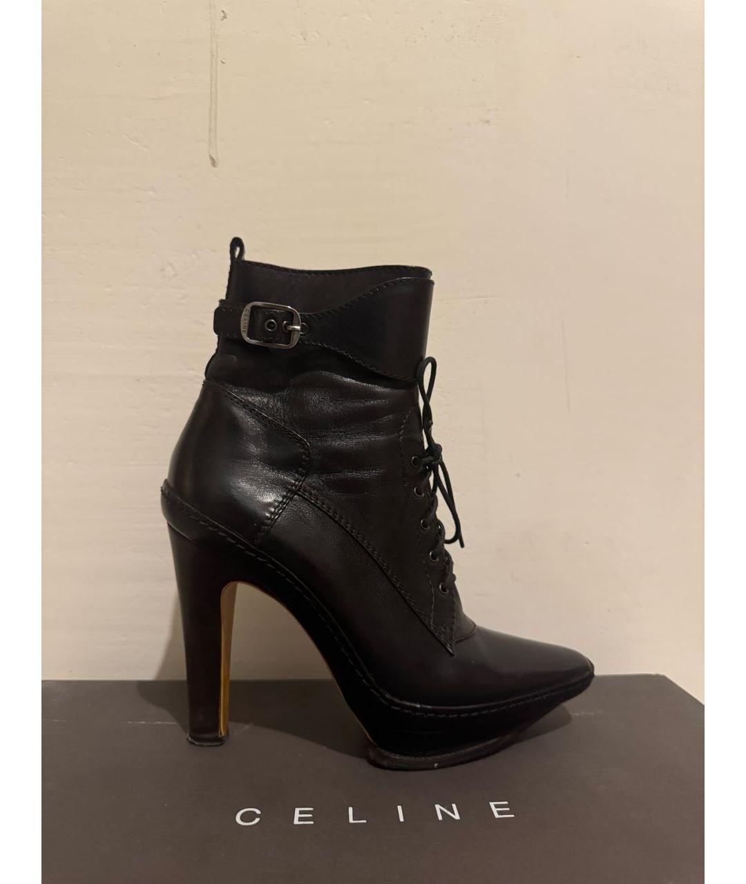 CELINE Черные кожаные ботильоны, фото 6