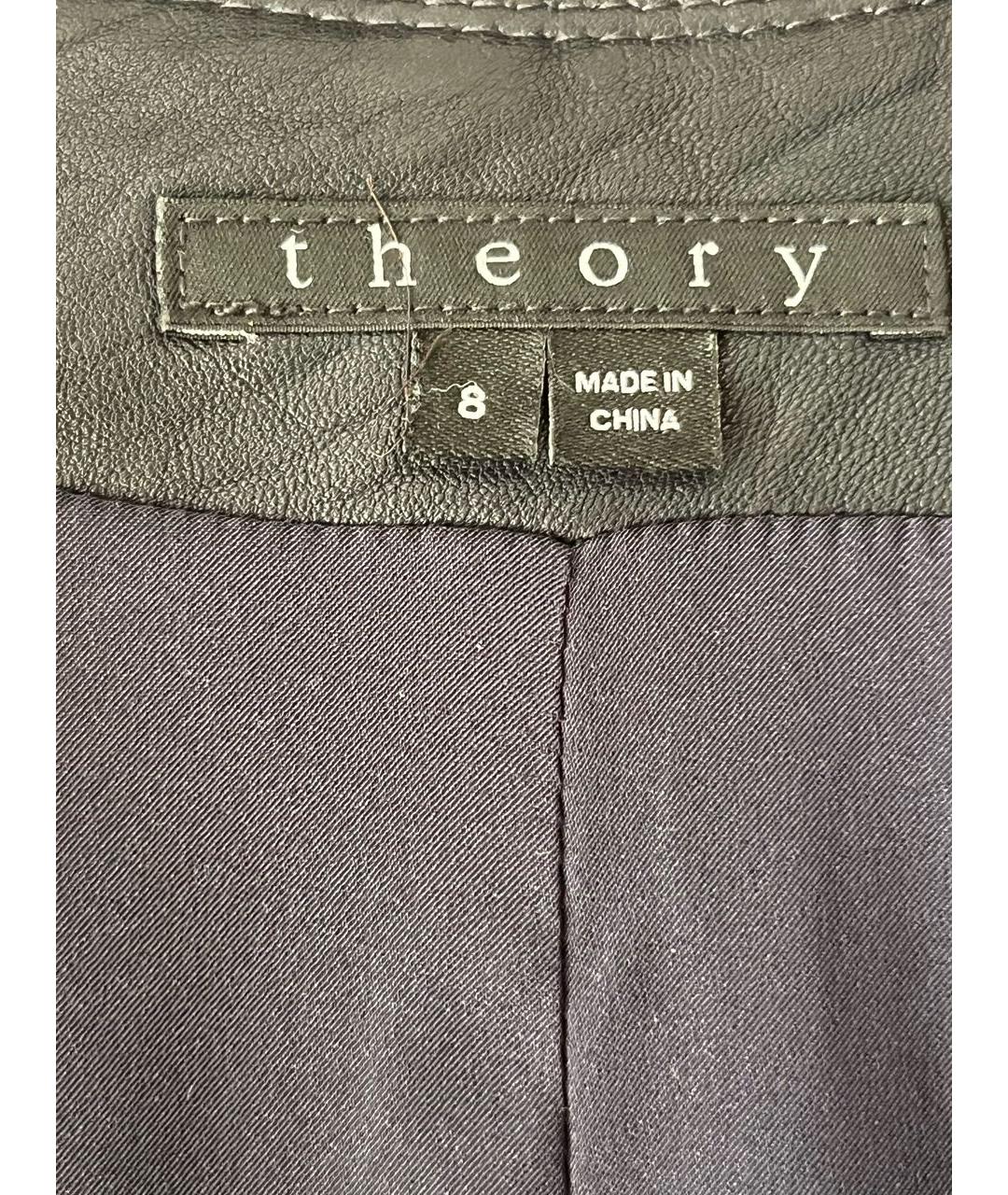 THEORY Антрацитовая кожаная куртка, фото 6