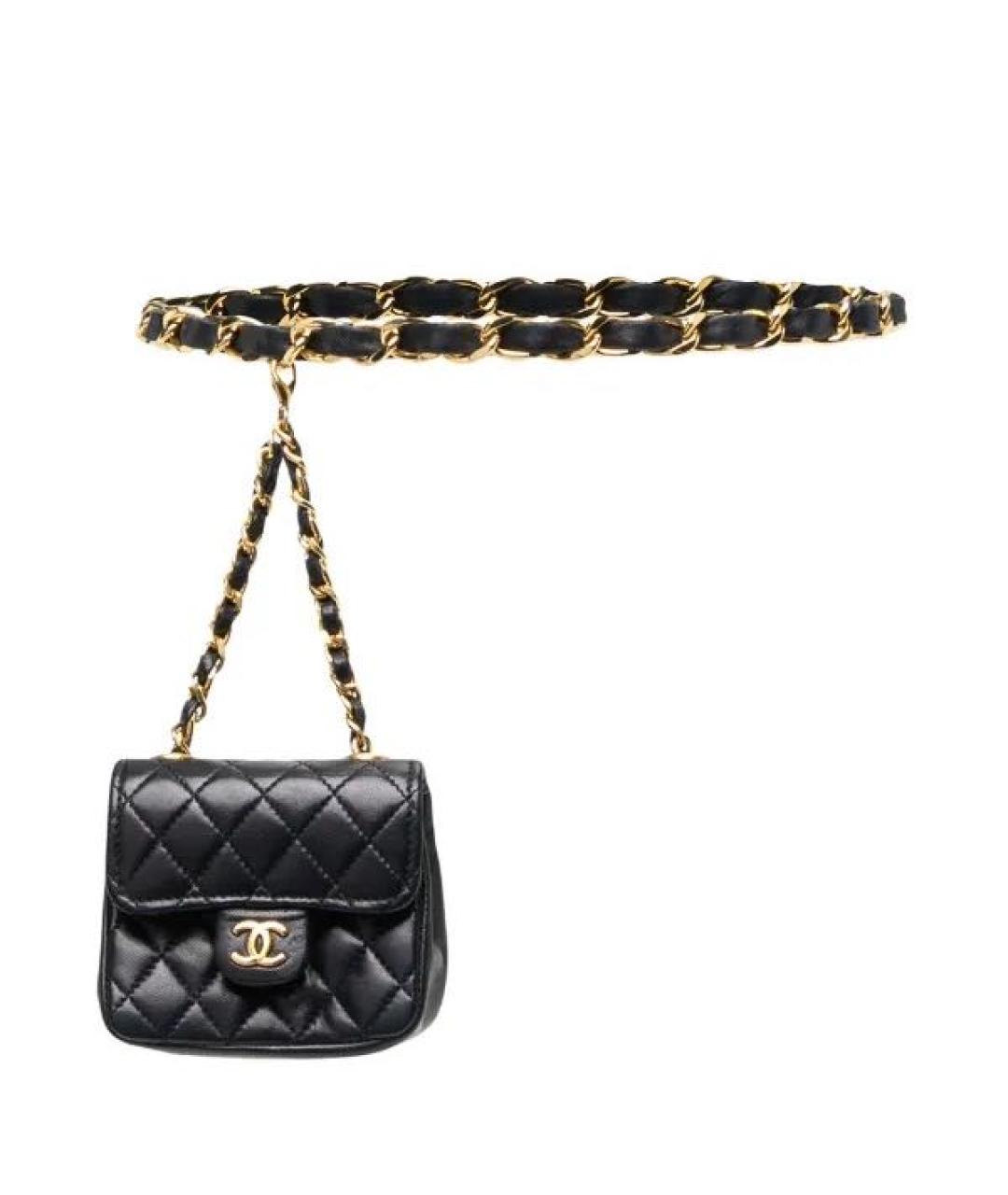 CHANEL Черная кожаная поясная сумка, фото 7