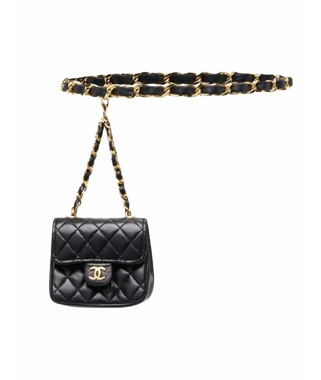 CHANEL Черная кожаная поясная сумка, фото 1