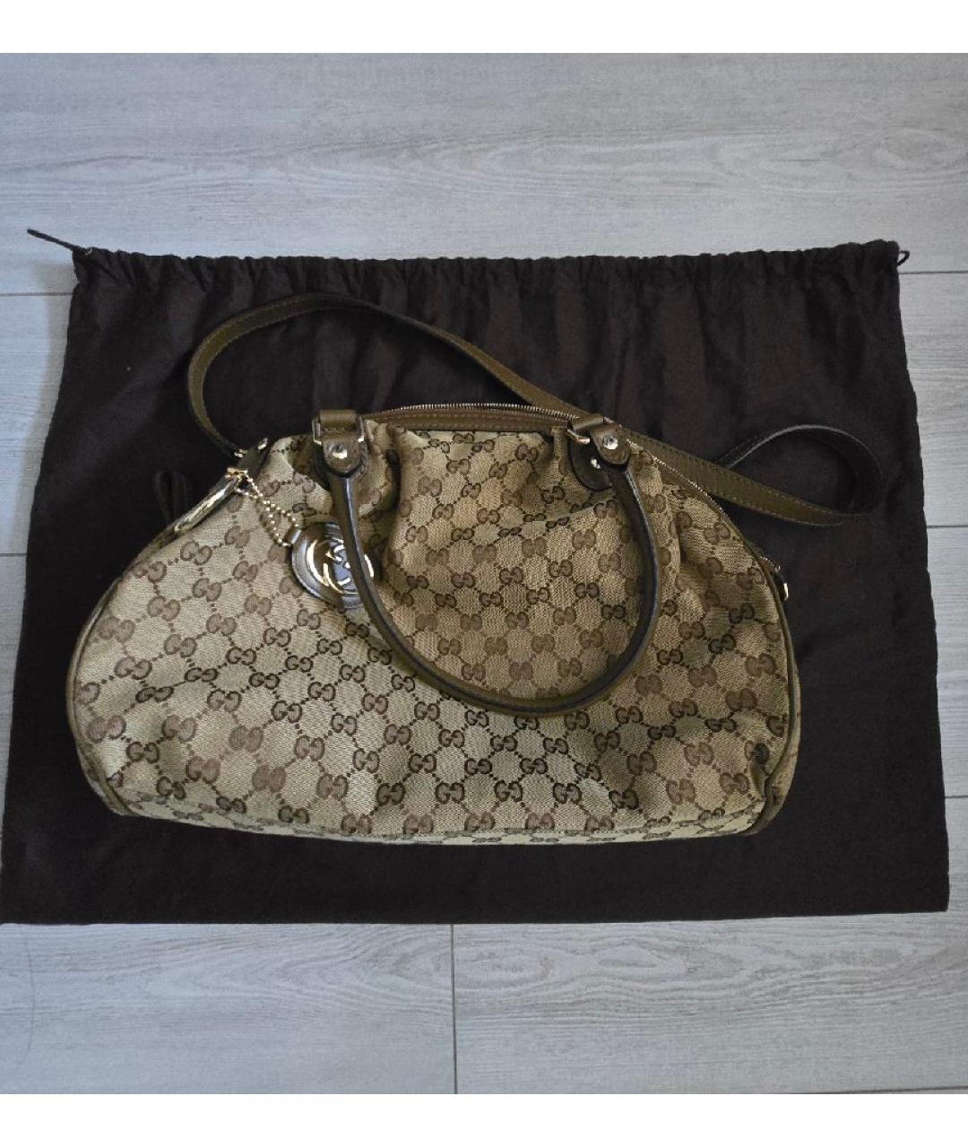 GUCCI Горчичная тканевая сумка тоут, фото 9
