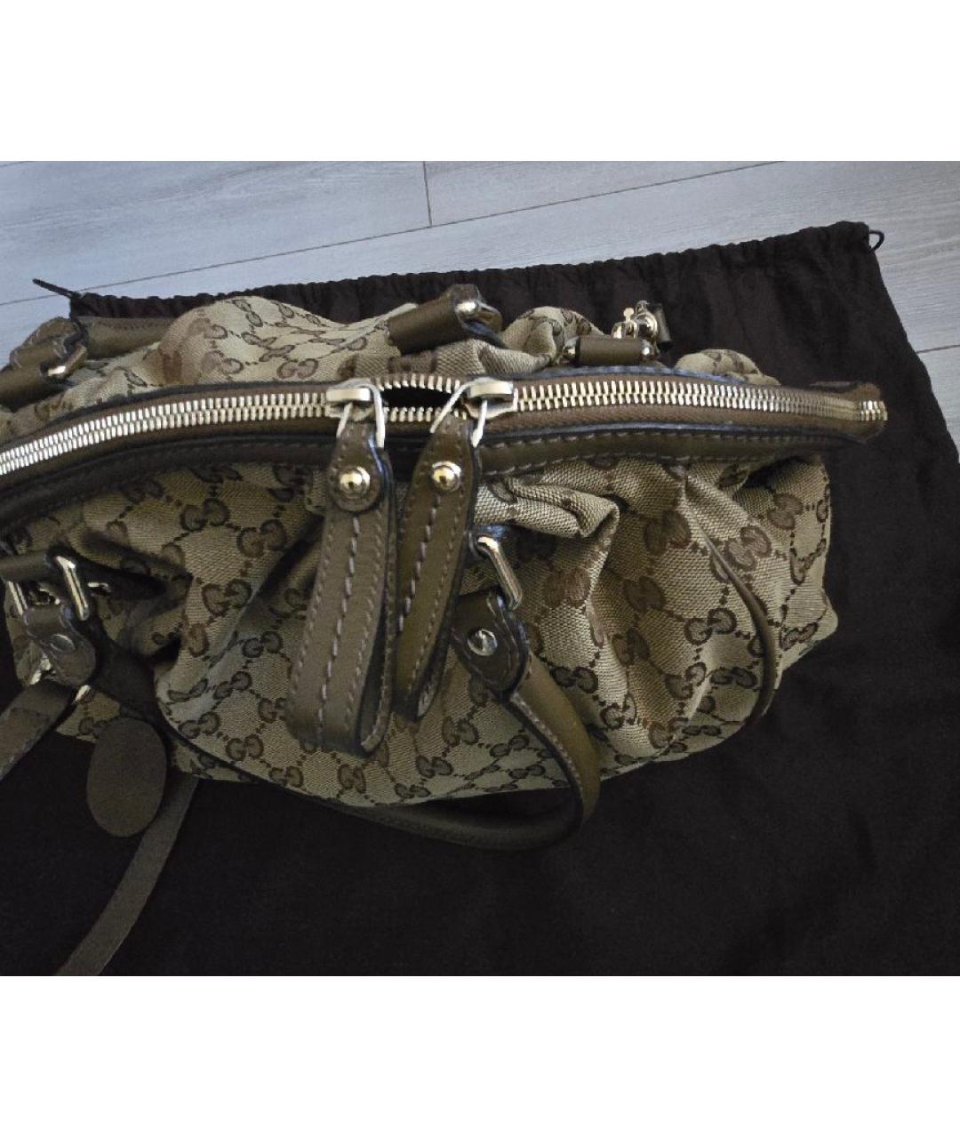 GUCCI Горчичная тканевая сумка тоут, фото 5