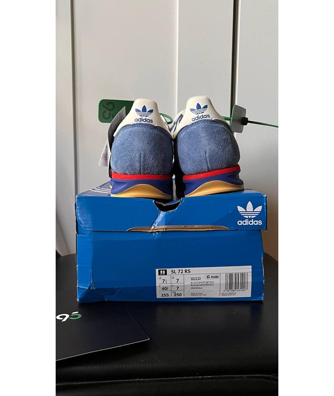 ADIDAS Синие кожаные кроссовки, фото 3