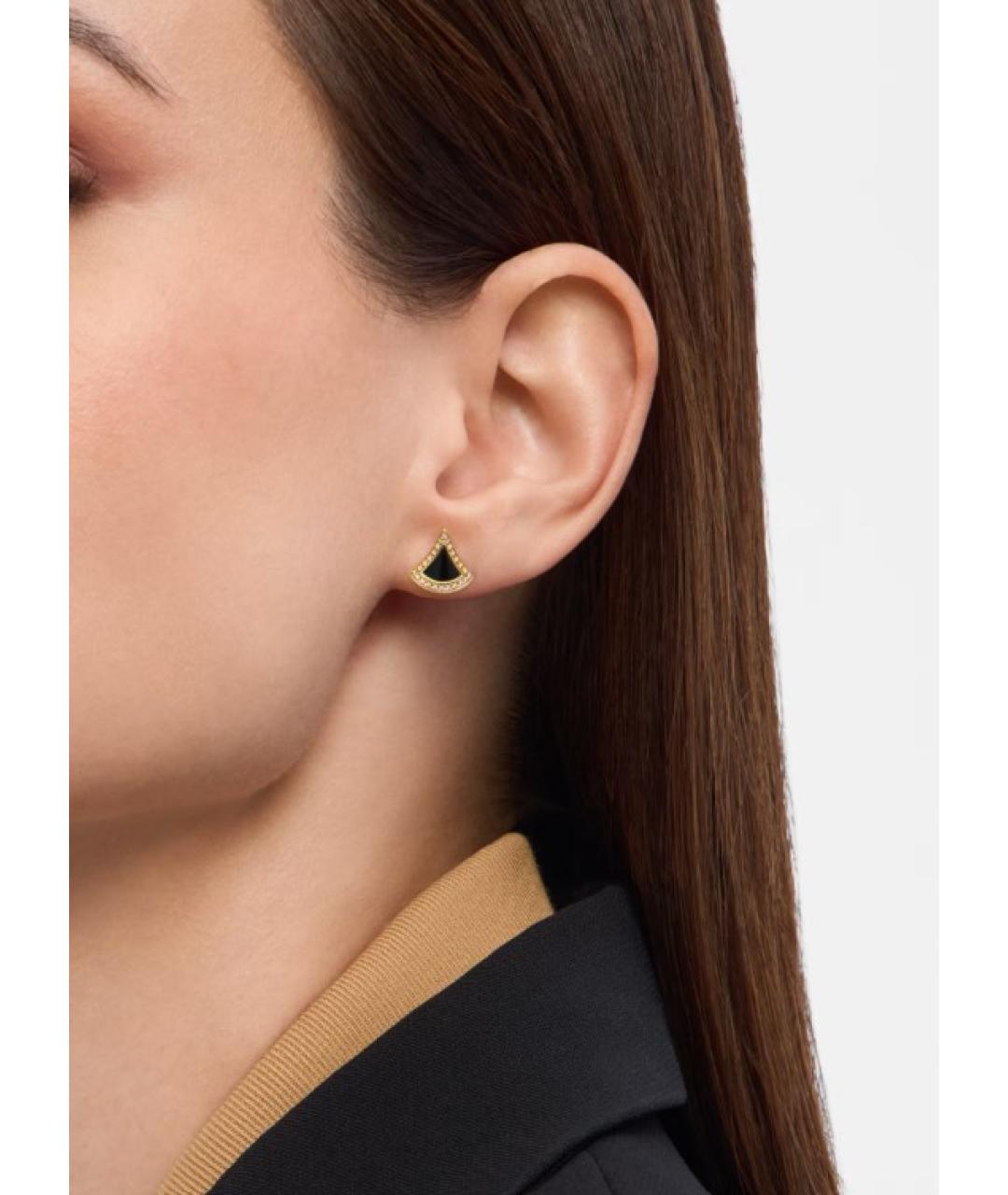 BVLGARI Черные серьги из желтого золота, фото 4