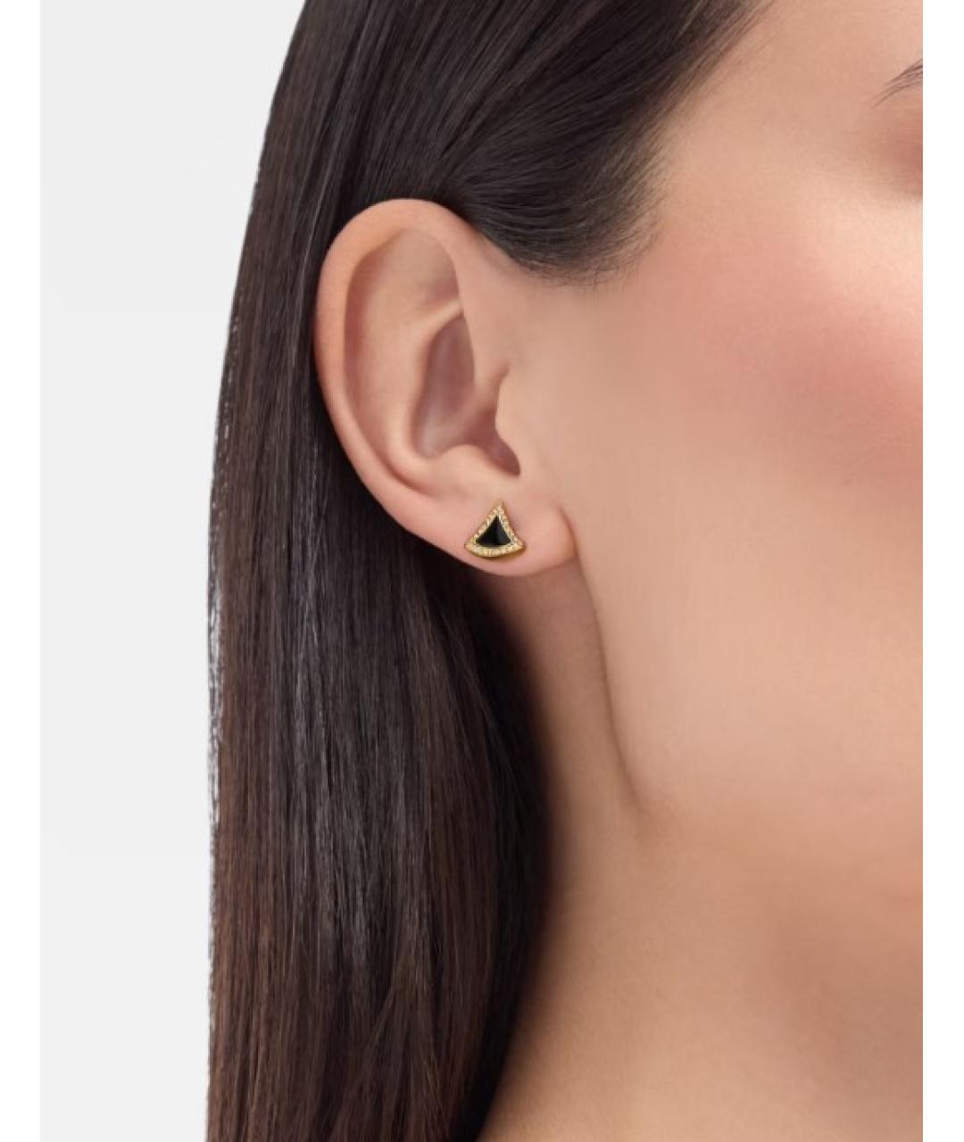 BVLGARI Черные серьги из желтого золота, фото 6