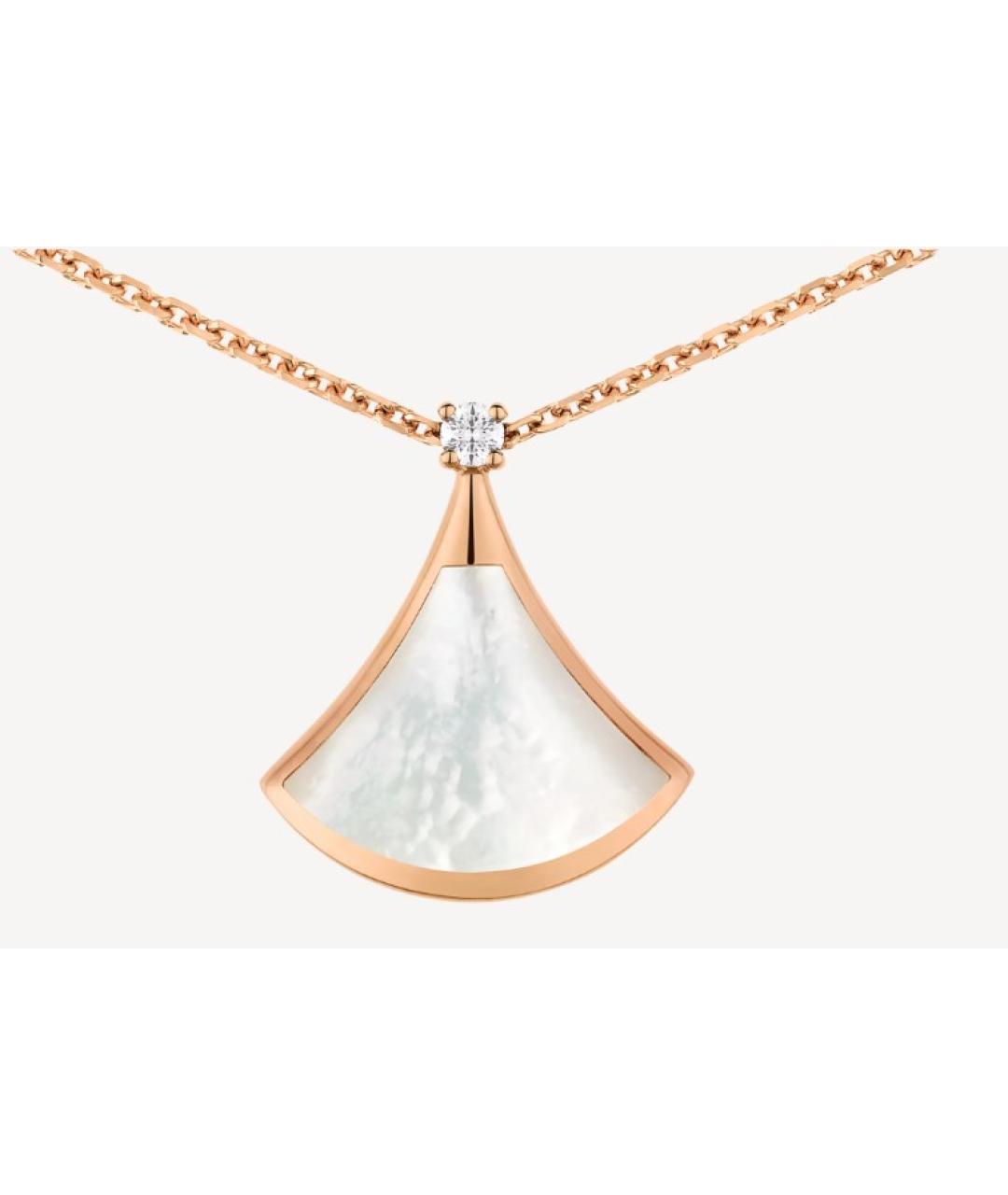 BVLGARI Белая подвеска из розового золота, фото 3