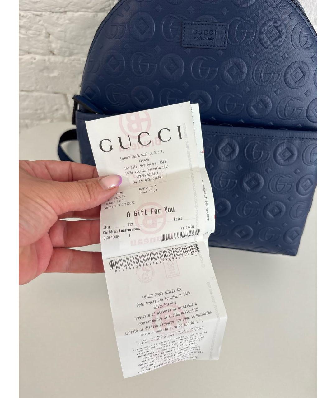 GUCCI Темно-синий кожаный рюкзак, фото 7