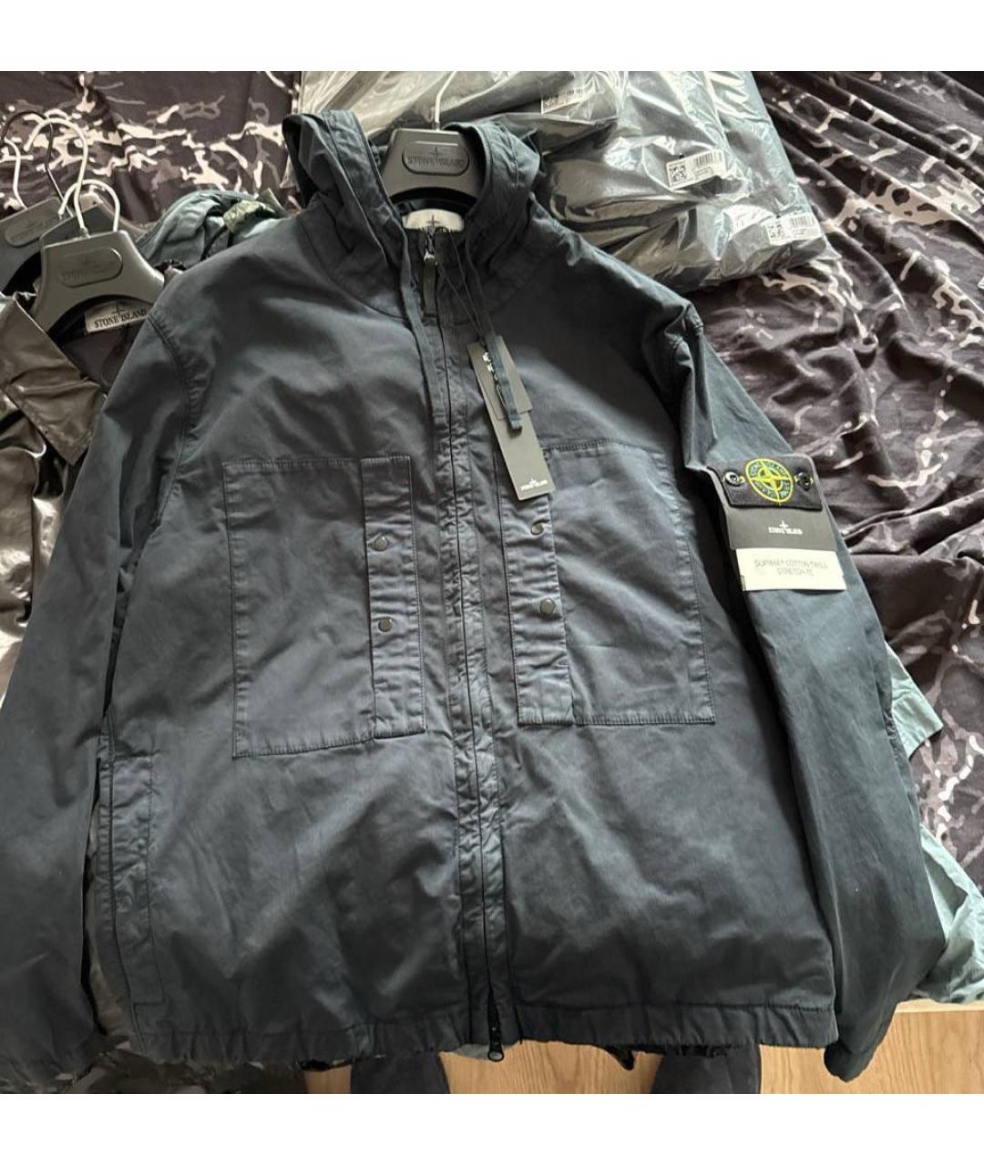 STONE ISLAND Темно-синяя хлопковая куртка, фото 3