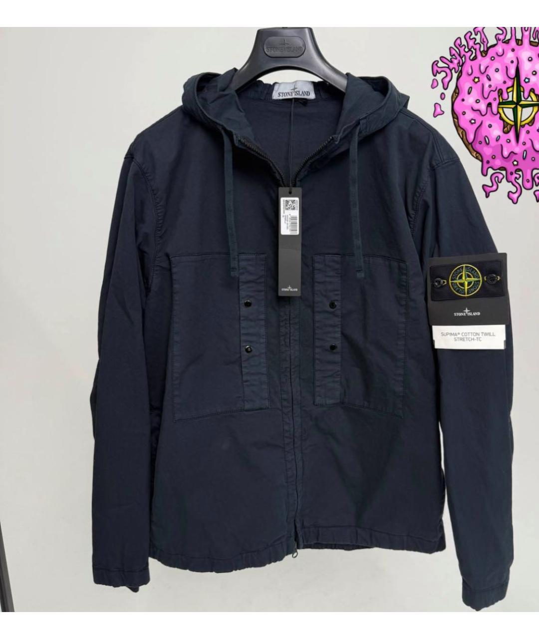 STONE ISLAND Темно-синяя хлопковая куртка, фото 4