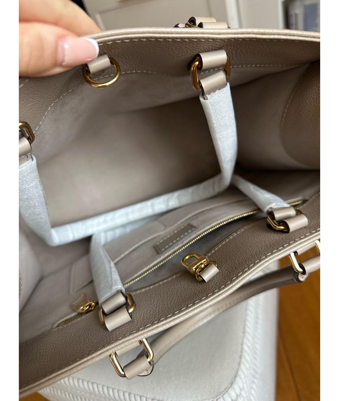 LOUIS VUITTON Бежевая кожаная сумка тоут, фото 3