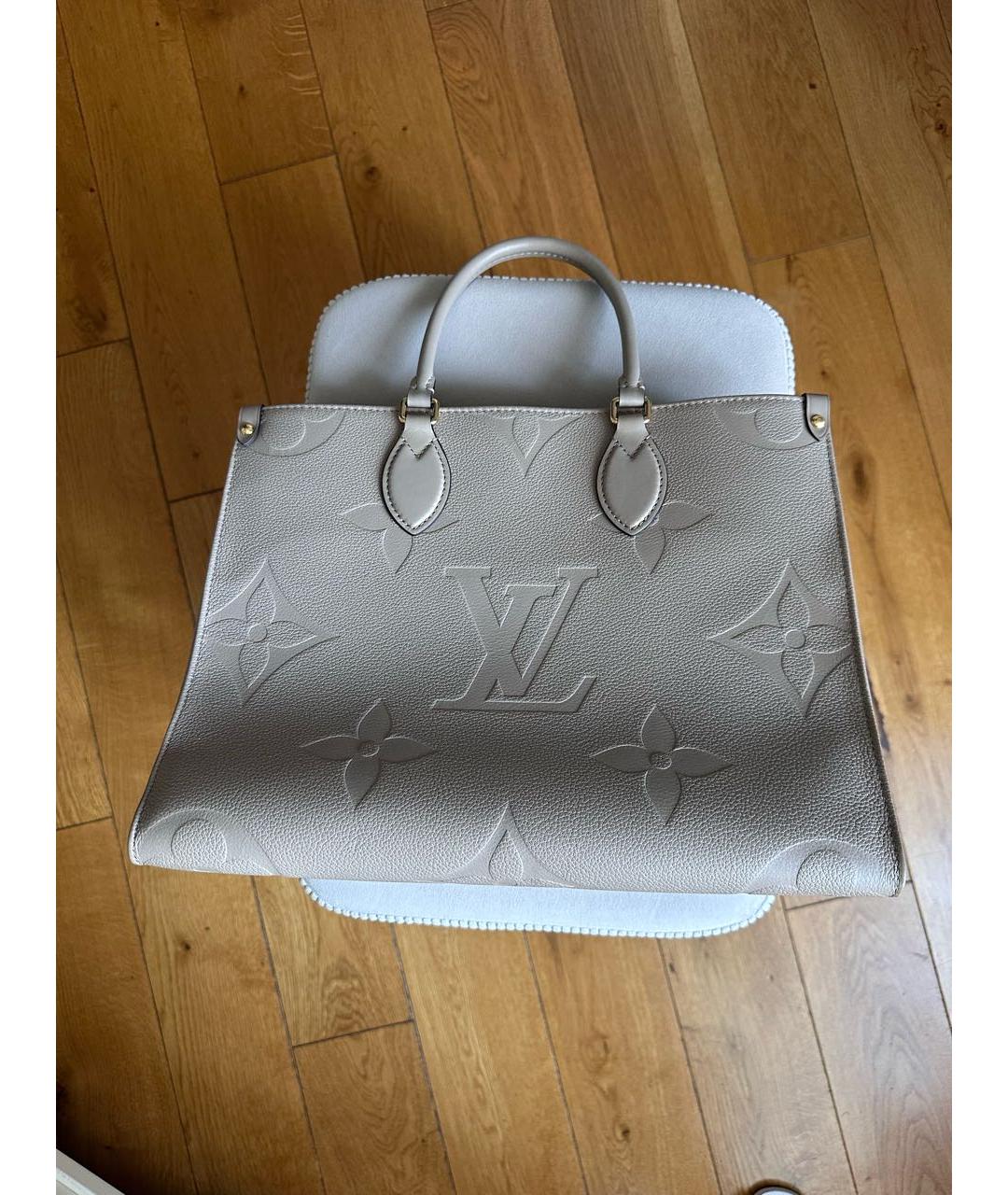 LOUIS VUITTON Бежевая кожаная сумка тоут, фото 5