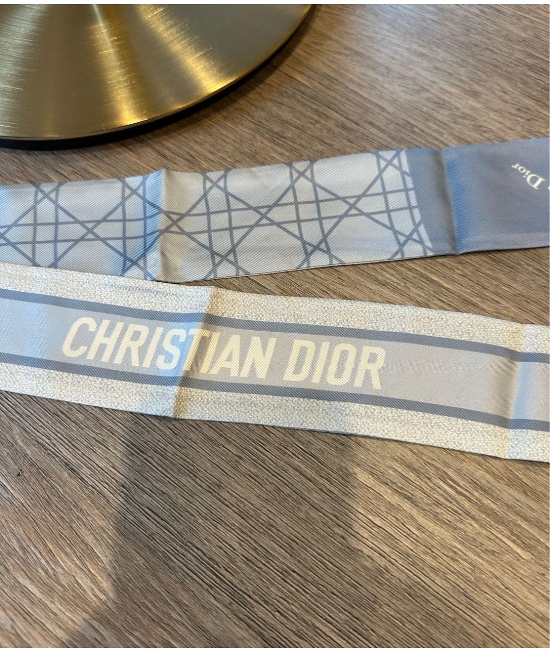 CHRISTIAN DIOR Голубой шелковый платок, фото 2