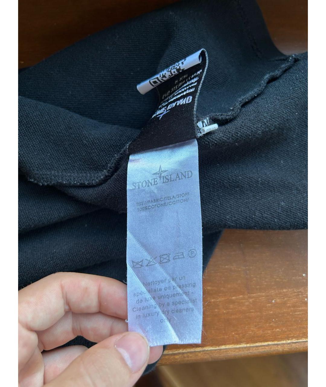 STONE ISLAND Черная хлопковая футболка, фото 5
