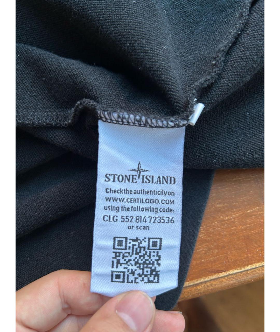 STONE ISLAND Черная хлопковая футболка, фото 8