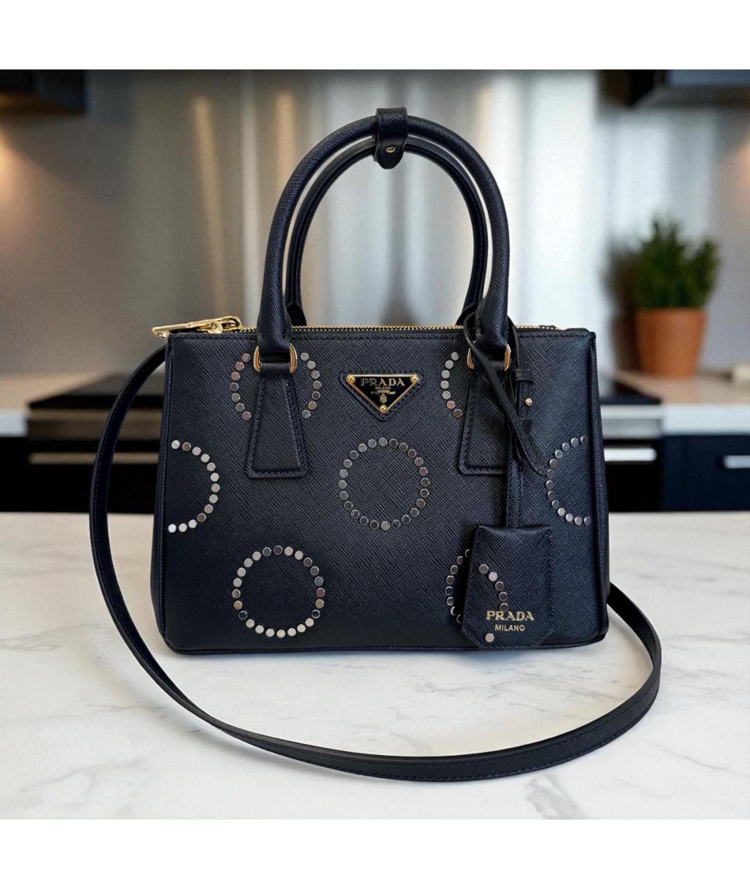 PRADA Черная кожаная сумка тоут, фото 2