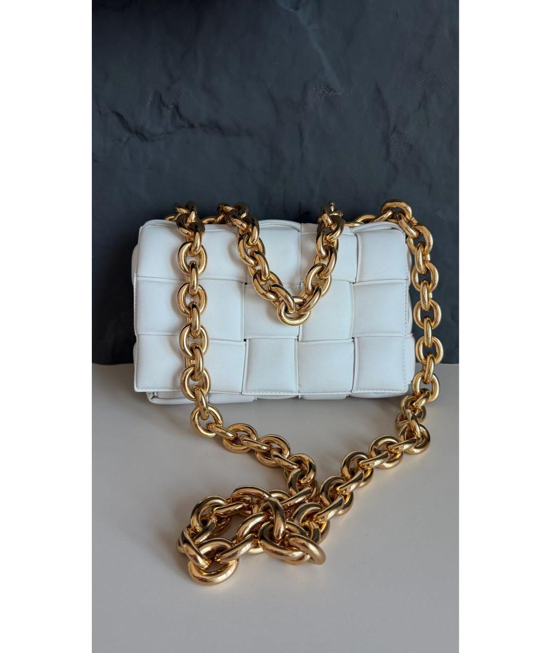 BOTTEGA VENETA Белая кожаная сумка с короткими ручками, фото 6