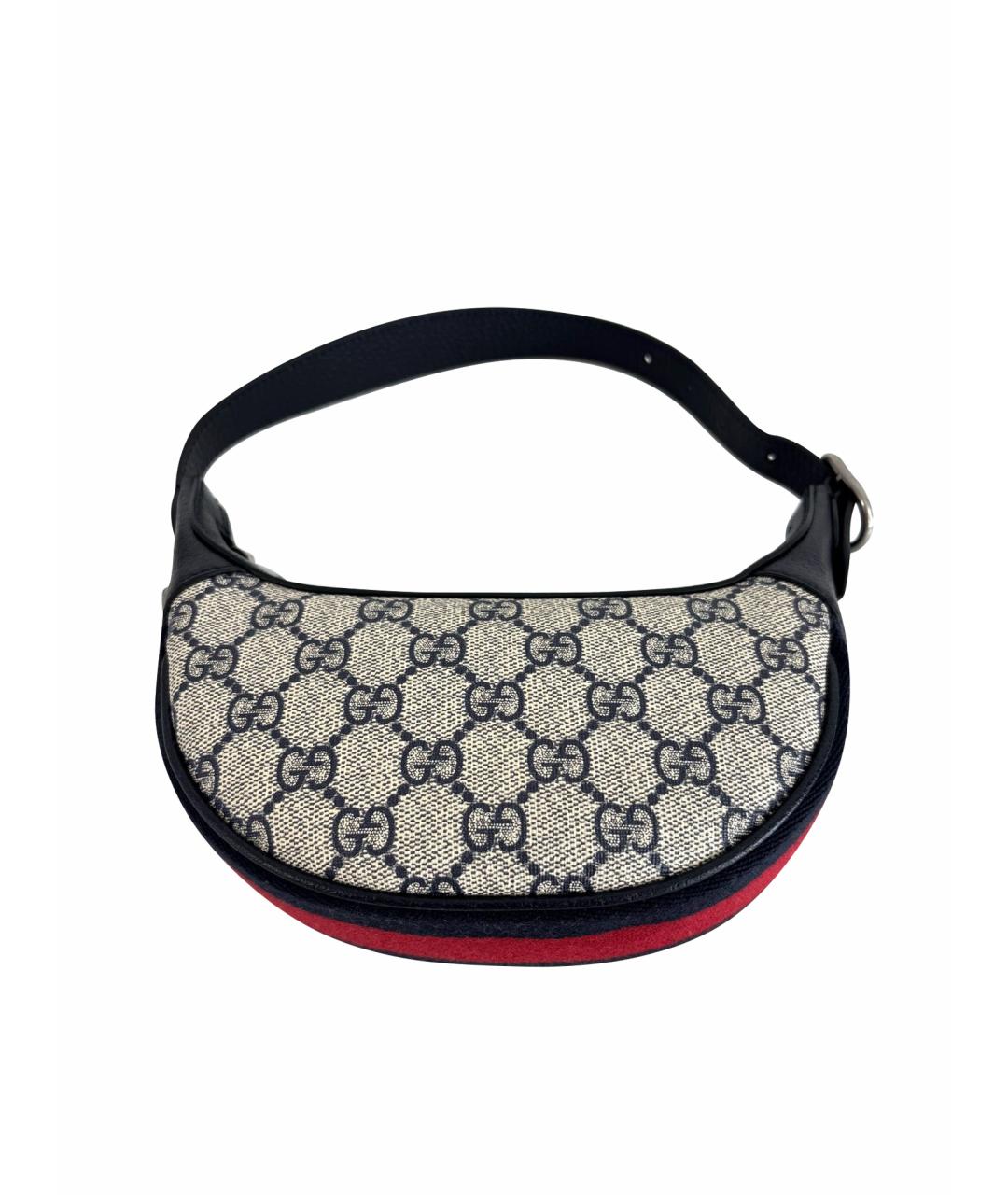 GUCCI Темно-синяя кожаная сумка тоут, фото 1