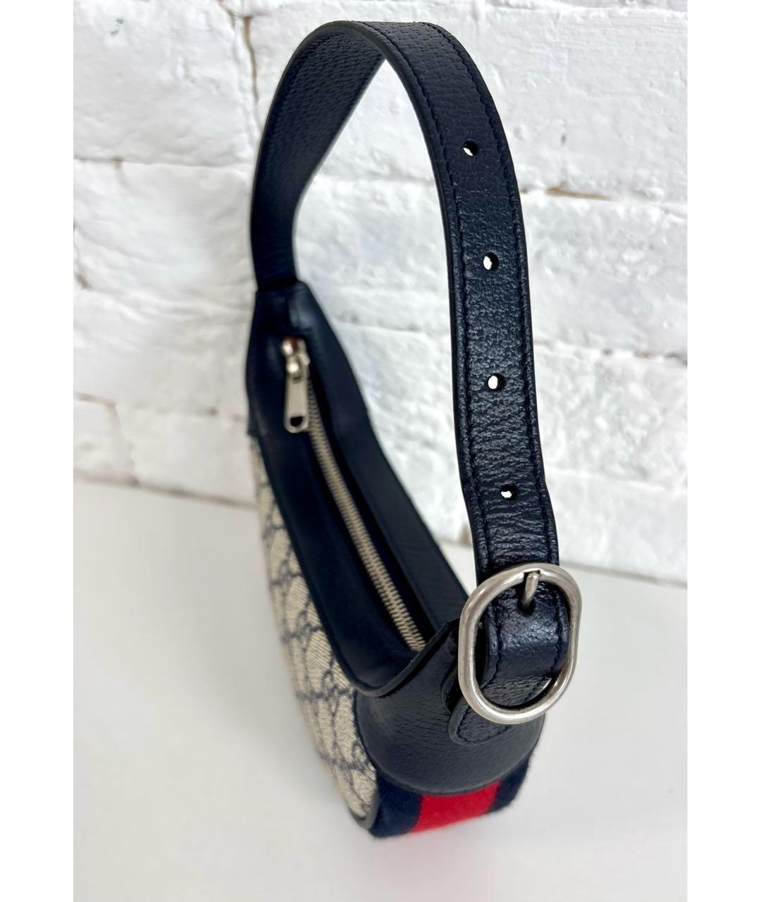 GUCCI Темно-синяя кожаная сумка тоут, фото 5
