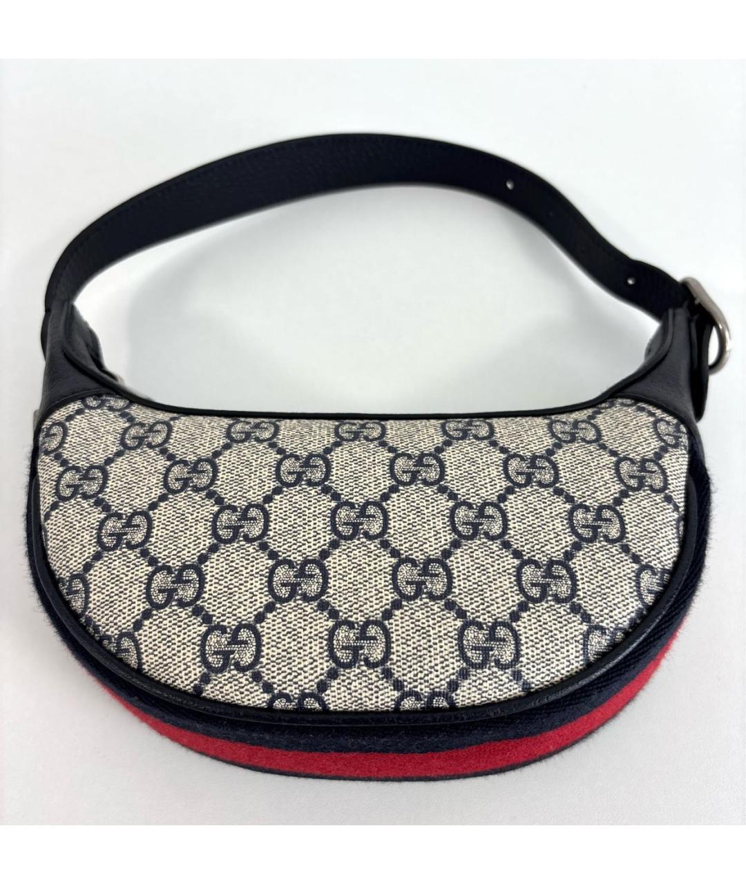GUCCI Темно-синяя кожаная сумка тоут, фото 9