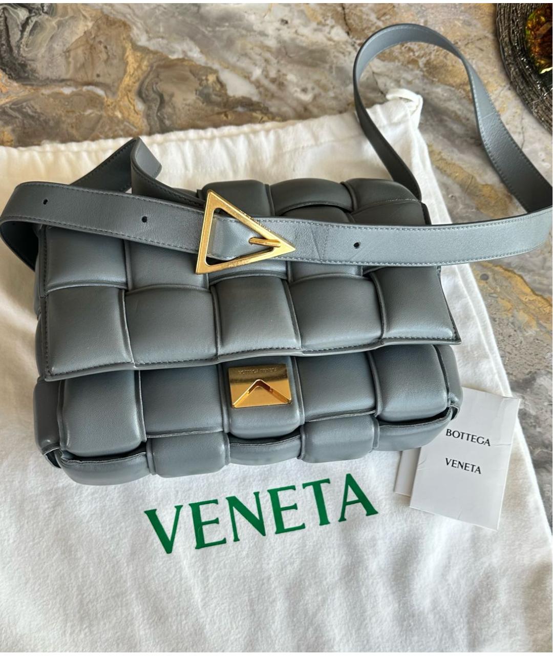 BOTTEGA VENETA Серая сумка через плечо из искусственной кожи, фото 5