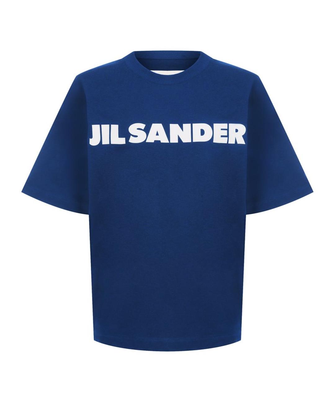 JIL SANDER Темно-синяя хлопковая футболка, фото 1