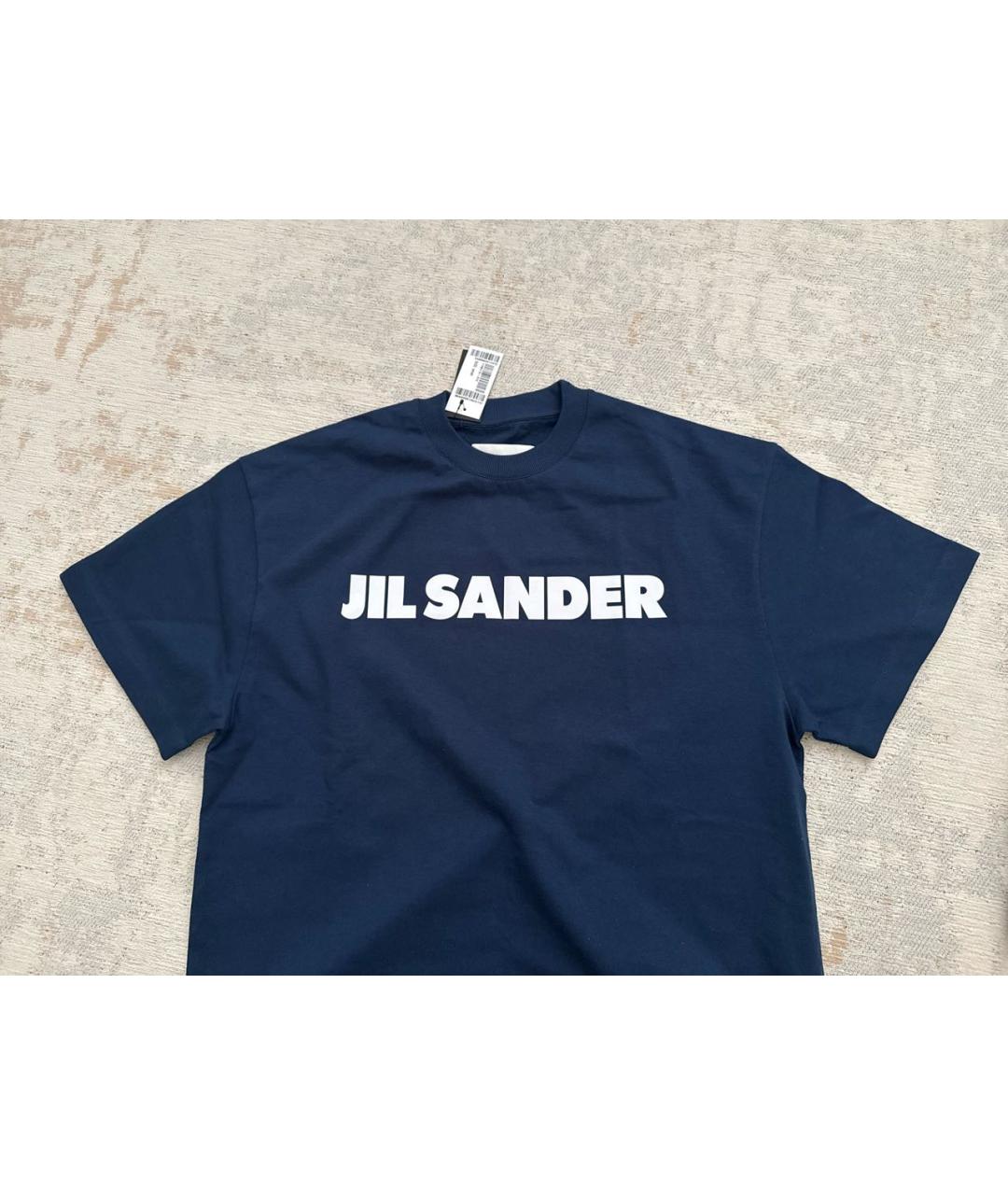 JIL SANDER Темно-синяя хлопковая футболка, фото 3