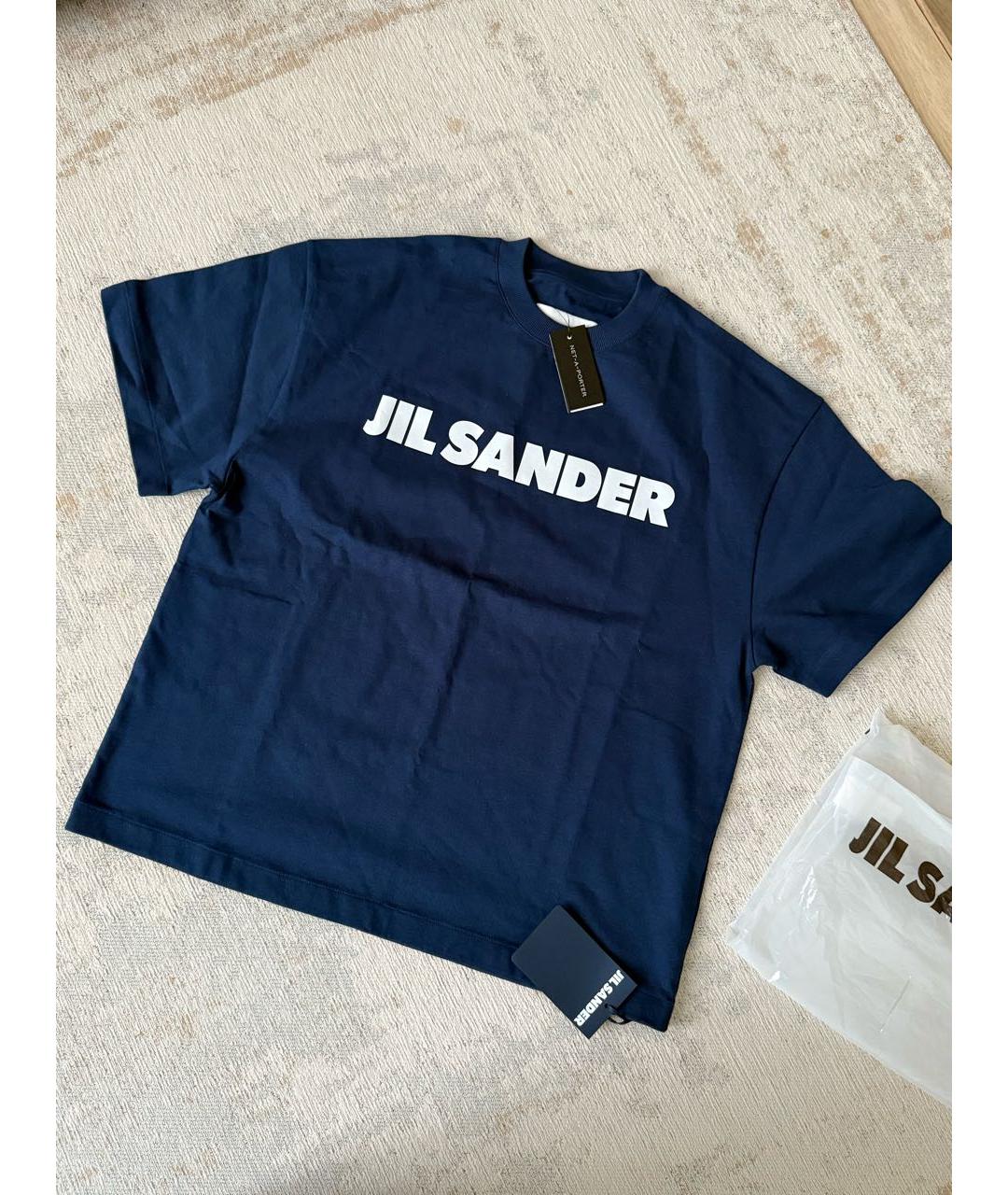 JIL SANDER Темно-синяя хлопковая футболка, фото 7