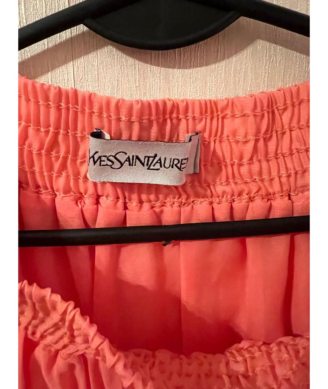 SAINT LAURENT Коралловая шифоновая юбка макси, фото 3