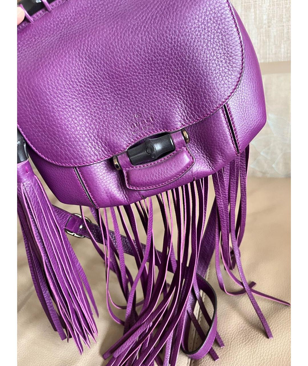 GUCCI Фиолетовая кожаная сумка с короткими ручками, фото 4