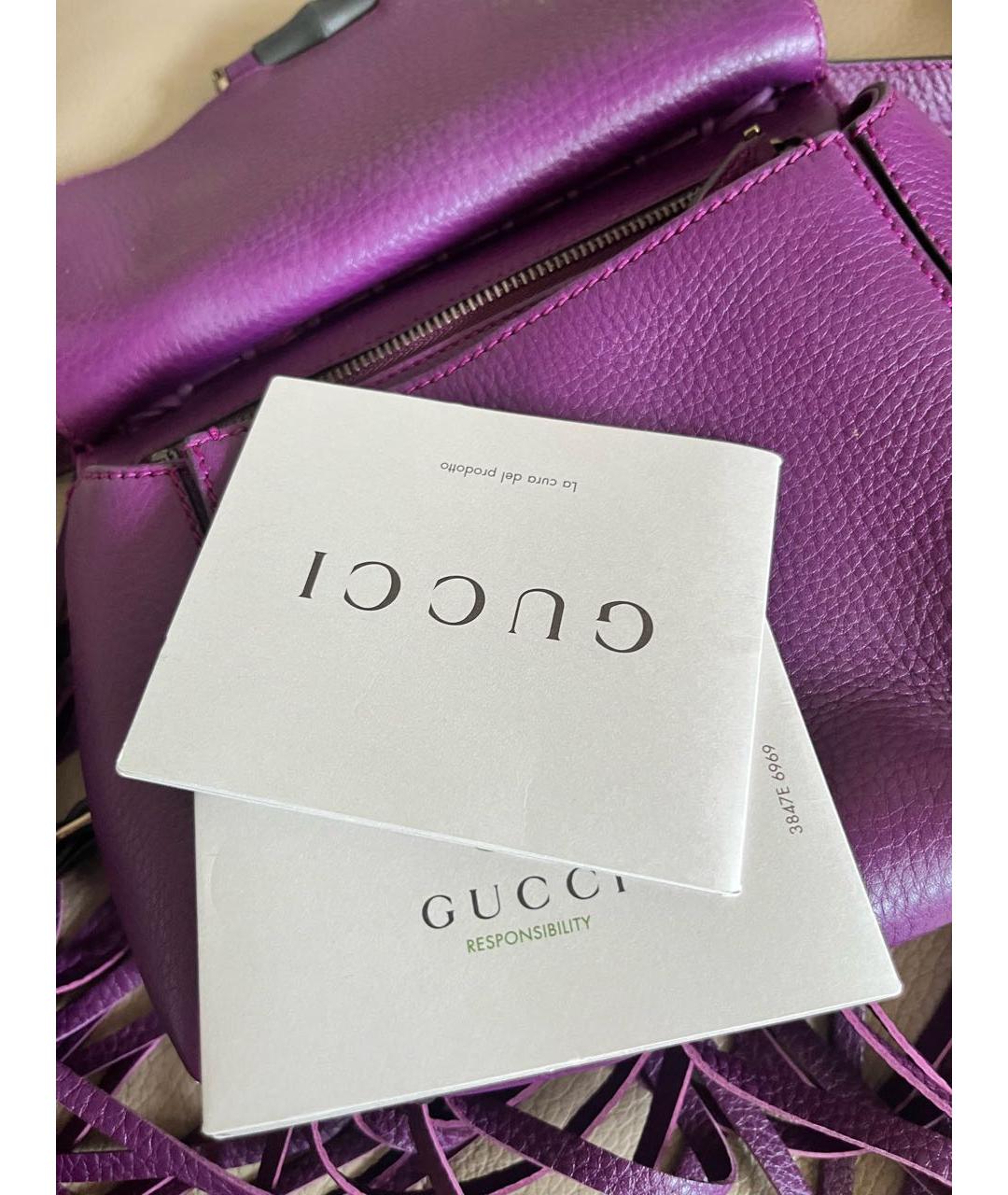 GUCCI Фиолетовая кожаная сумка с короткими ручками, фото 6