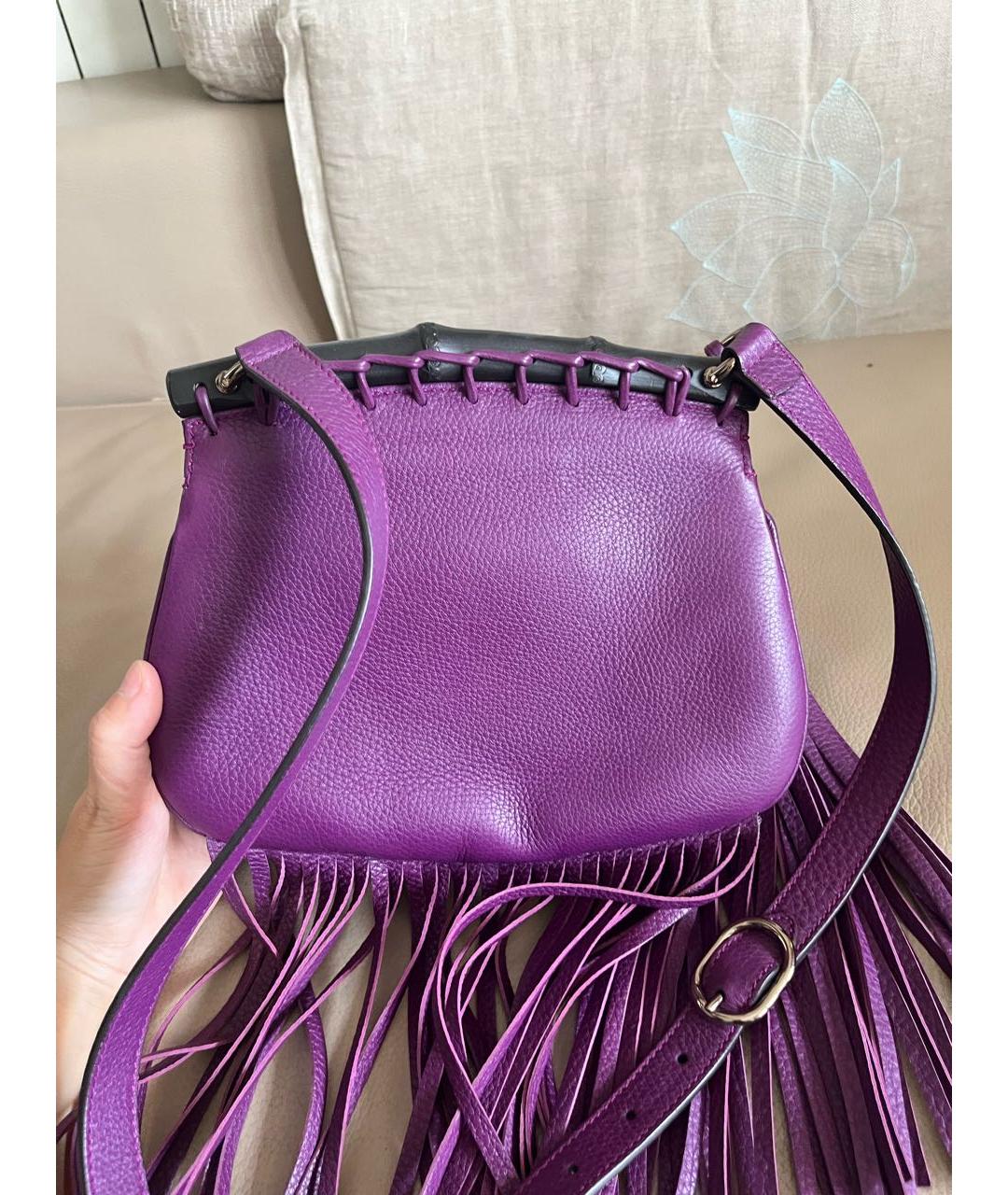 GUCCI Фиолетовая кожаная сумка с короткими ручками, фото 8