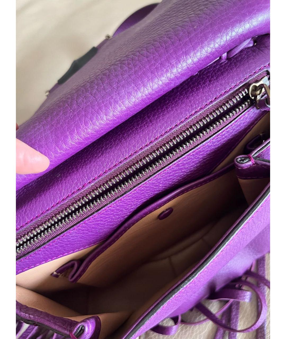 GUCCI Фиолетовая кожаная сумка с короткими ручками, фото 5