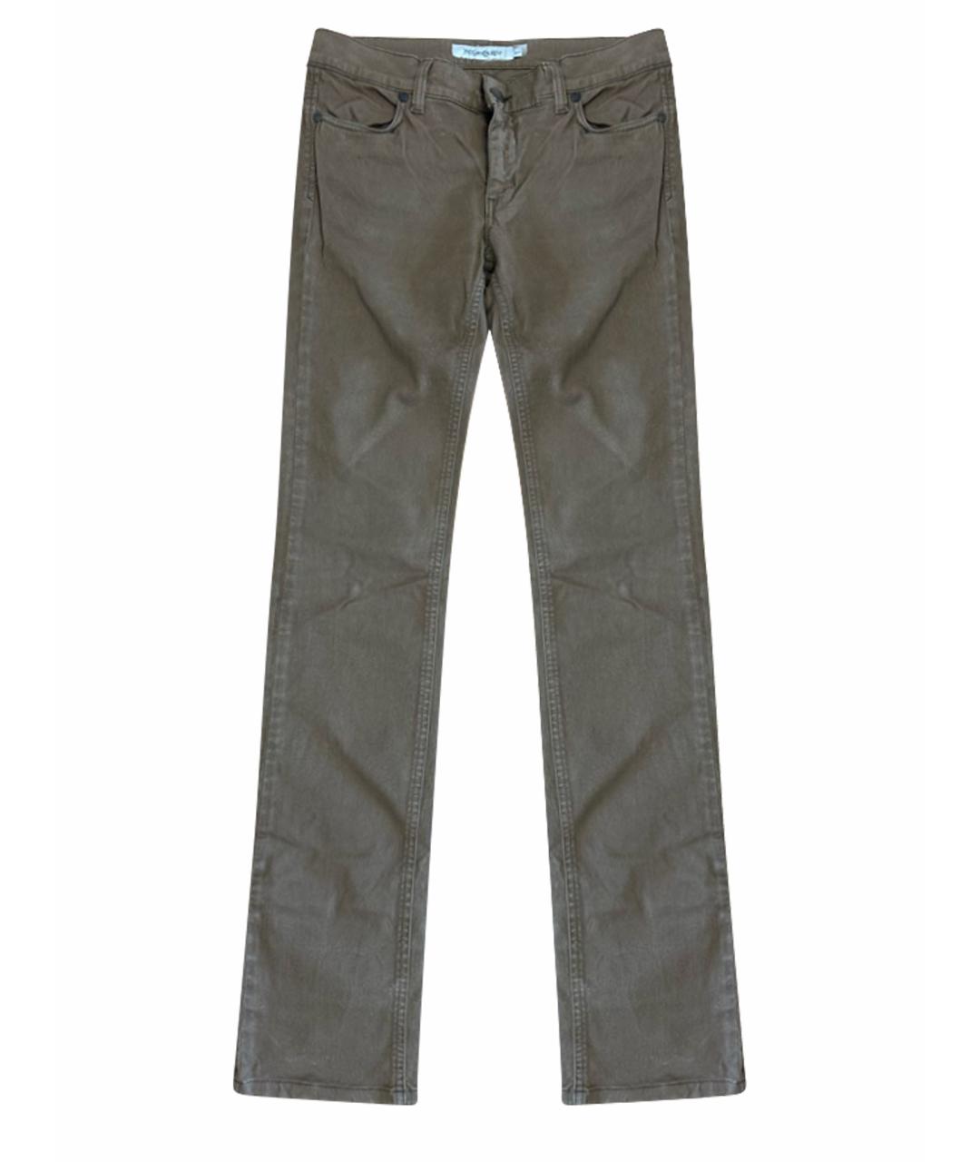 SAINT LAURENT Горчичные хлопко-эластановые прямые джинсы, фото 1