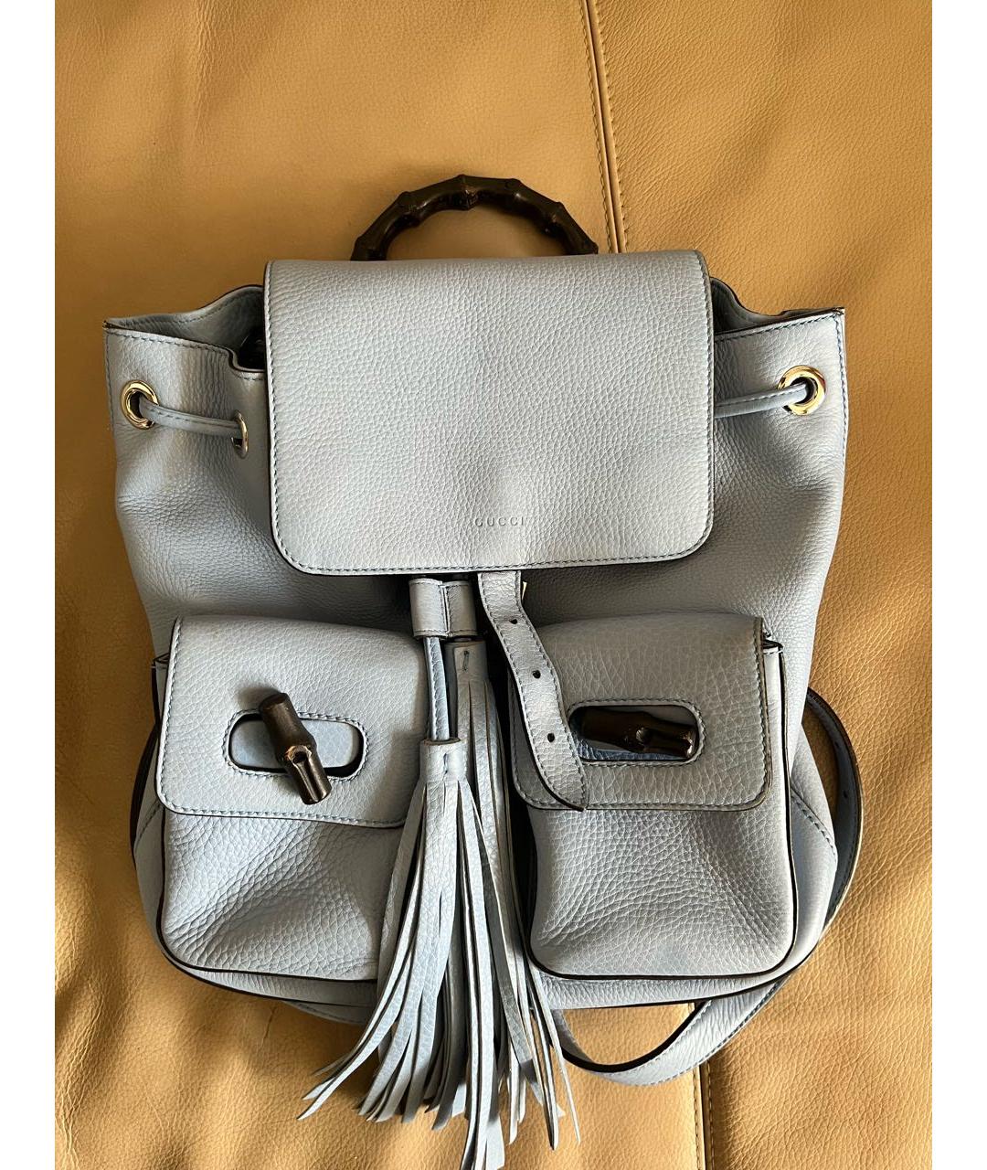 GUCCI Голубой кожаный рюкзак, фото 9