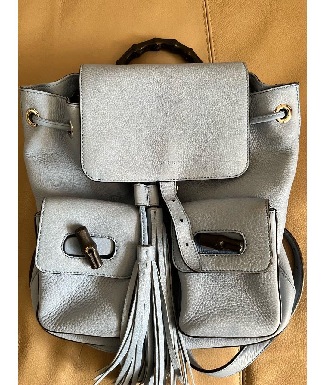 GUCCI Голубой кожаный рюкзак, фото 2