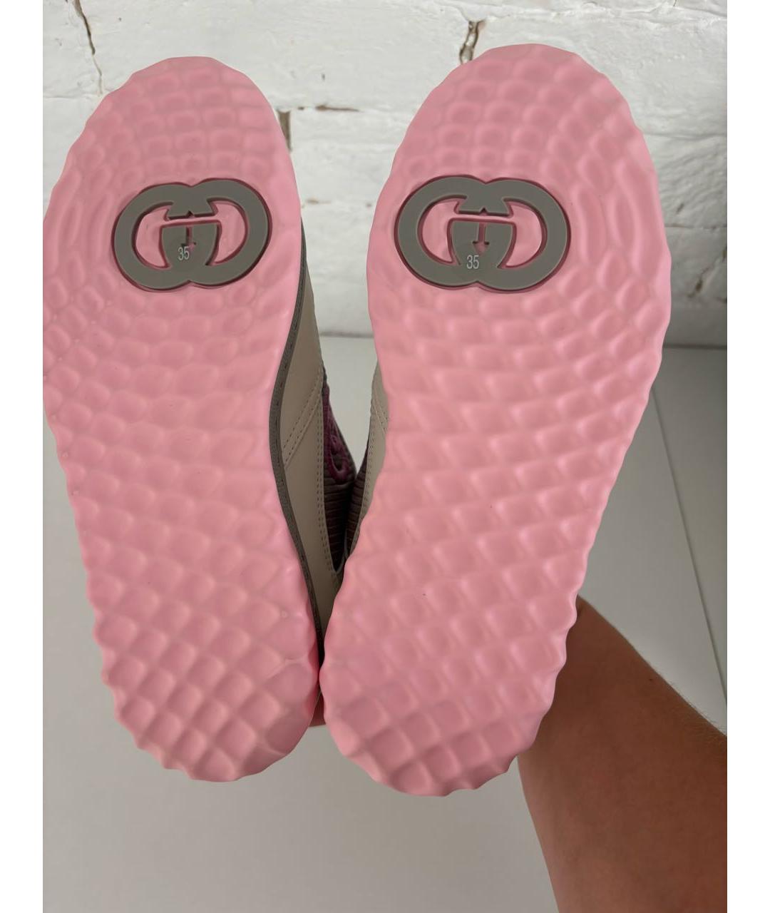 GUCCI Белые кожаные кроссовки, фото 5