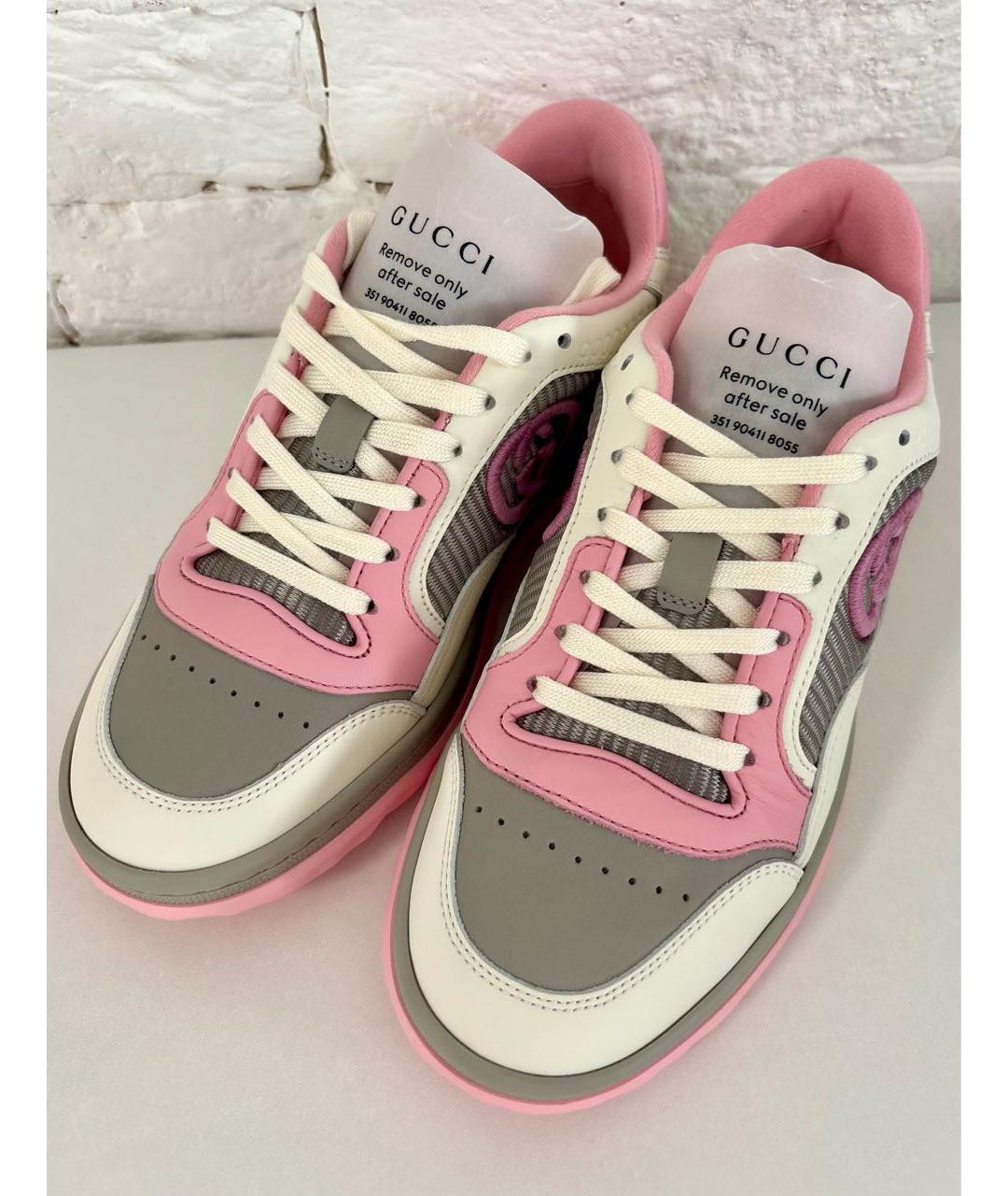 GUCCI Белые кожаные кроссовки, фото 6