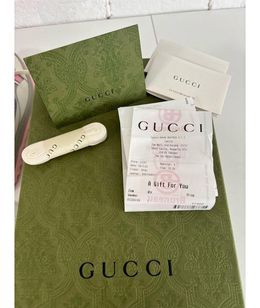 GUCCI Белые кожаные кроссовки, фото 8