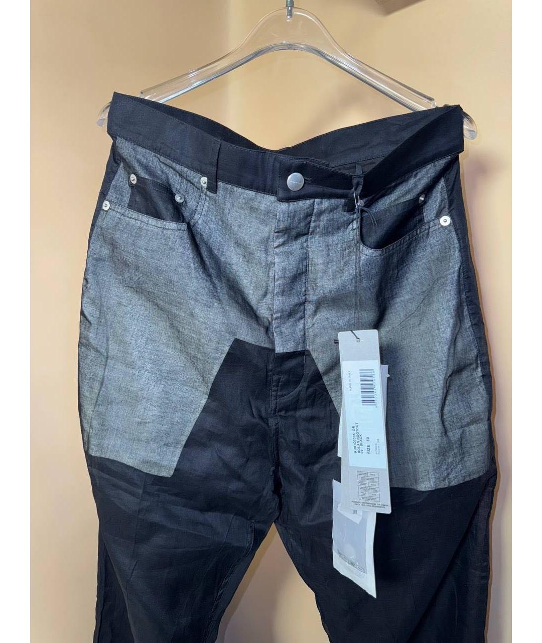 RICK OWENS Черные хлопковые классические брюки, фото 3