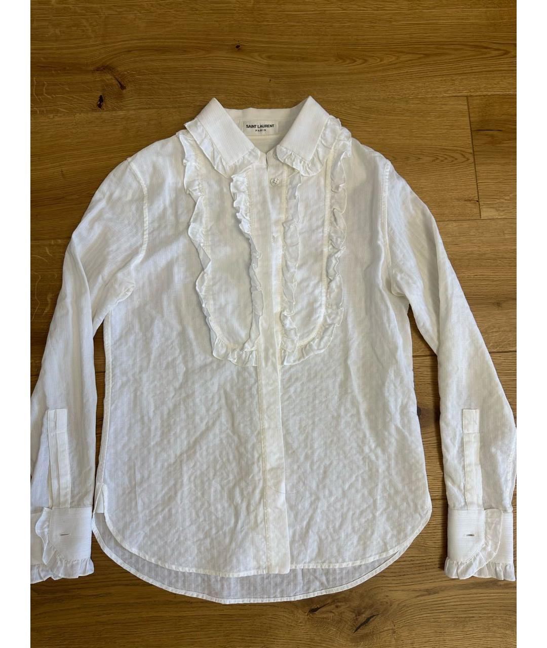 SAINT LAURENT Белая хлопковая рубашка, фото 7