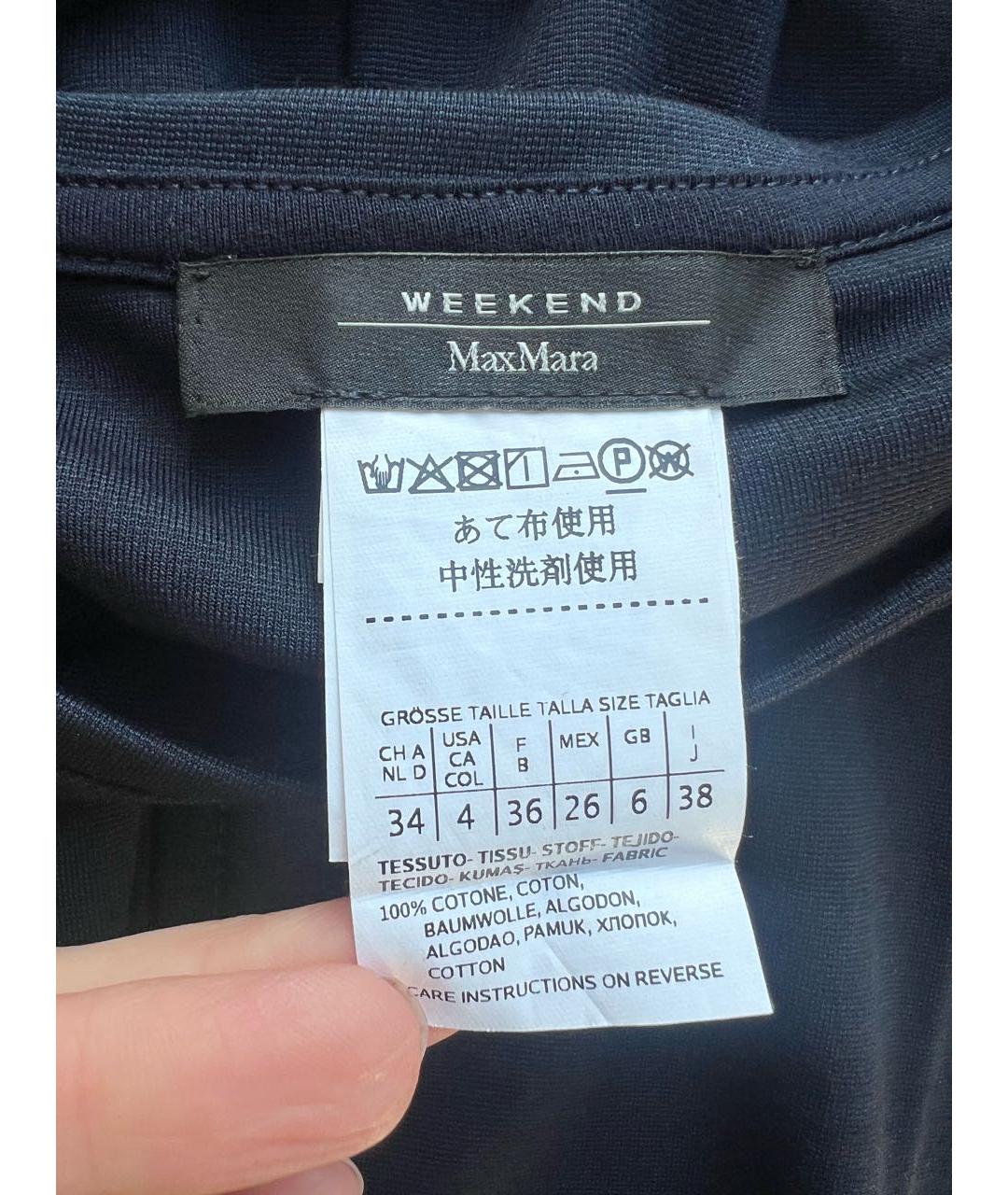 WEEKEND MAX MARA Темно-синее хлопковое повседневное платье, фото 3