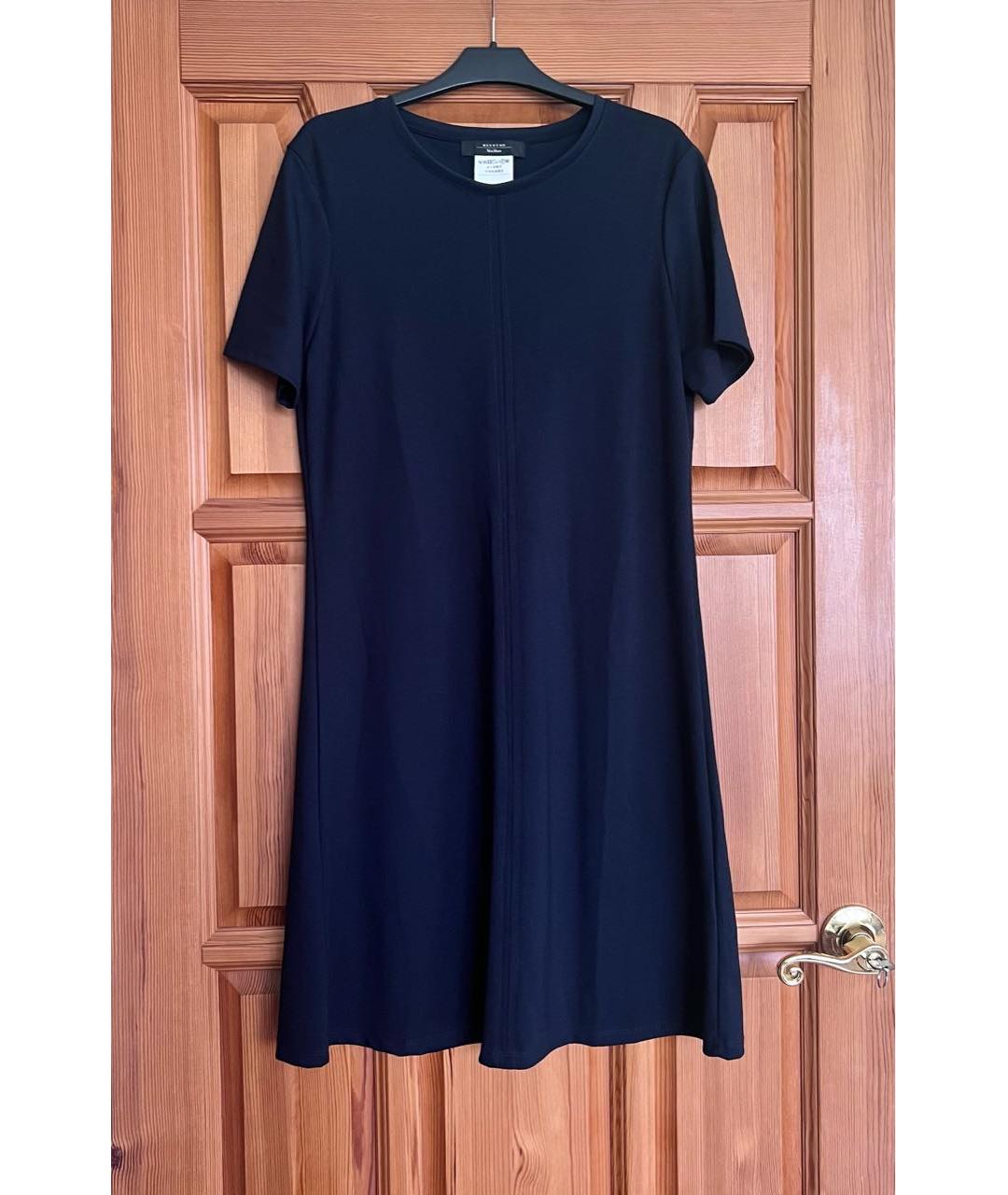 WEEKEND MAX MARA Темно-синее хлопковое повседневное платье, фото 4