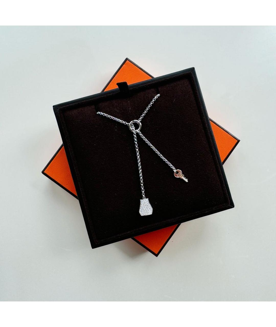 HERMES Серебряное колье из белого золота, фото 4