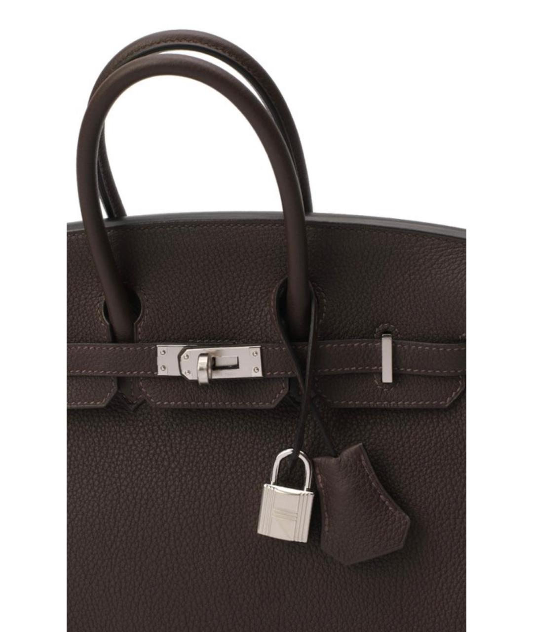 HERMES Коричневая кожаная сумка с короткими ручками, фото 6