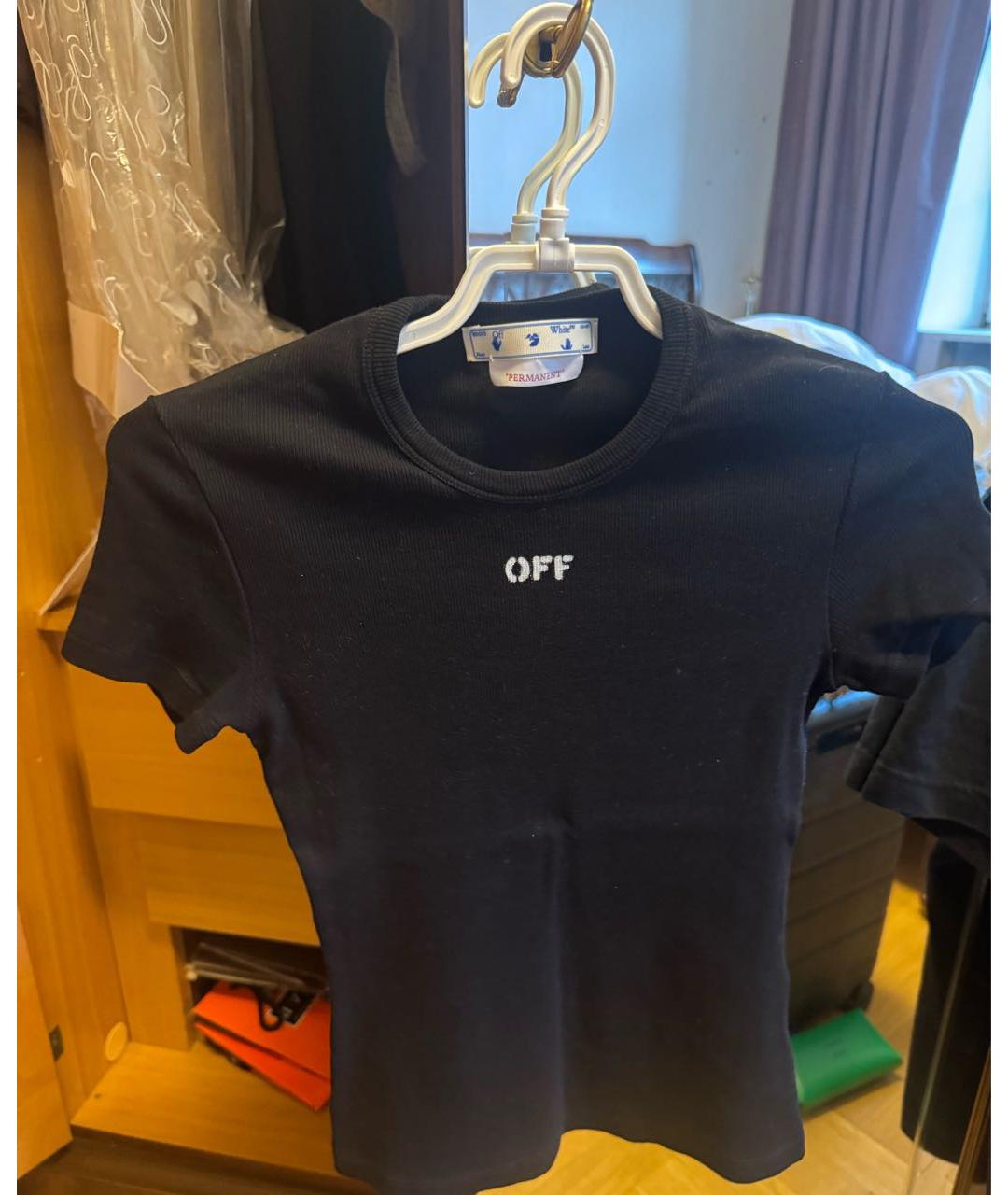 OFF-WHITE Черная хлопковая футболка, фото 5