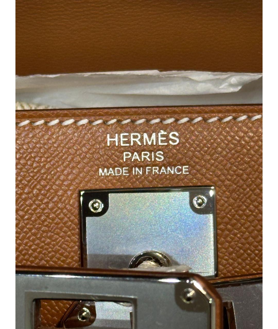 HERMES Коричневая кожаная сумка через плечо, фото 6