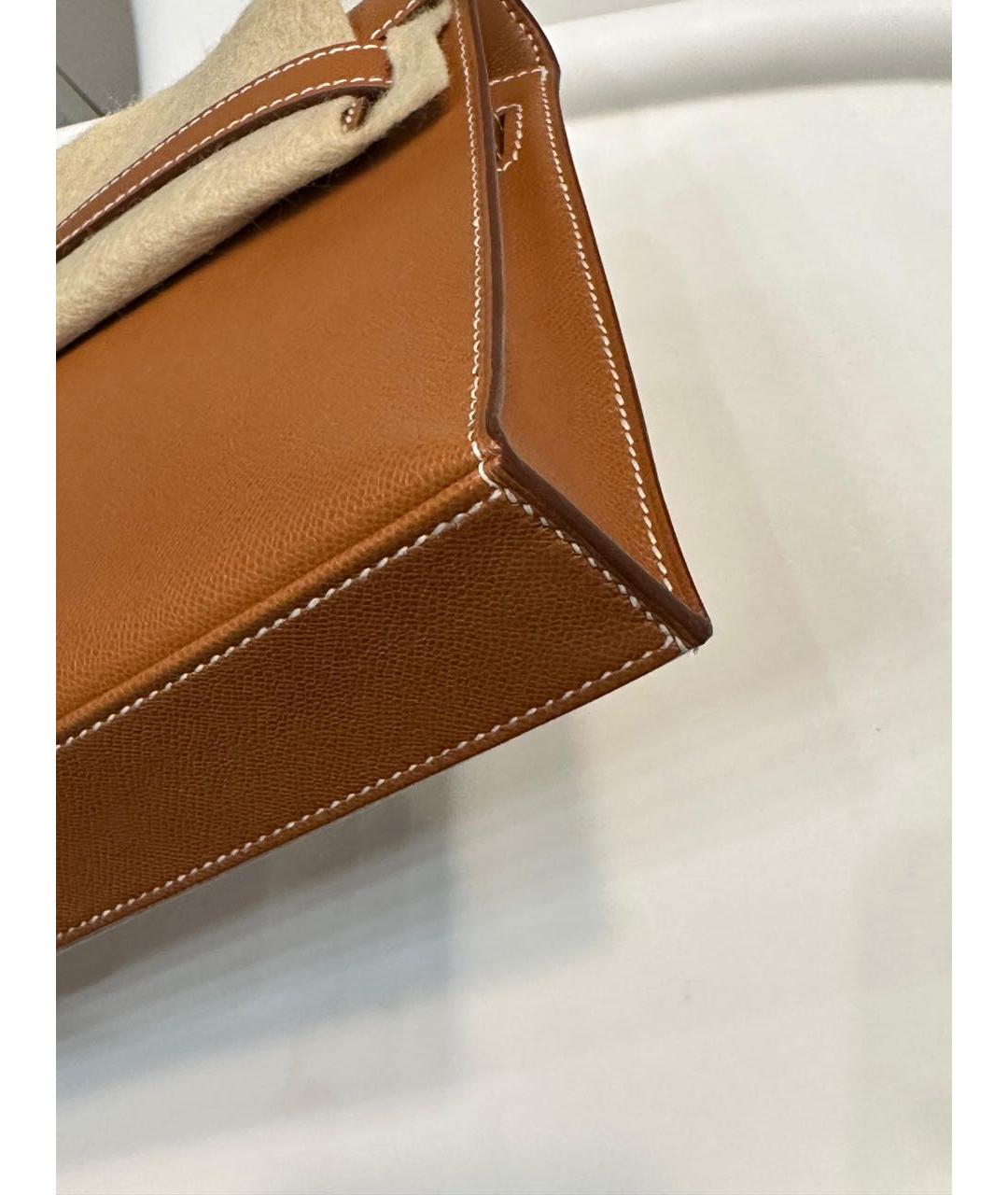 HERMES Коричневая кожаная сумка через плечо, фото 5